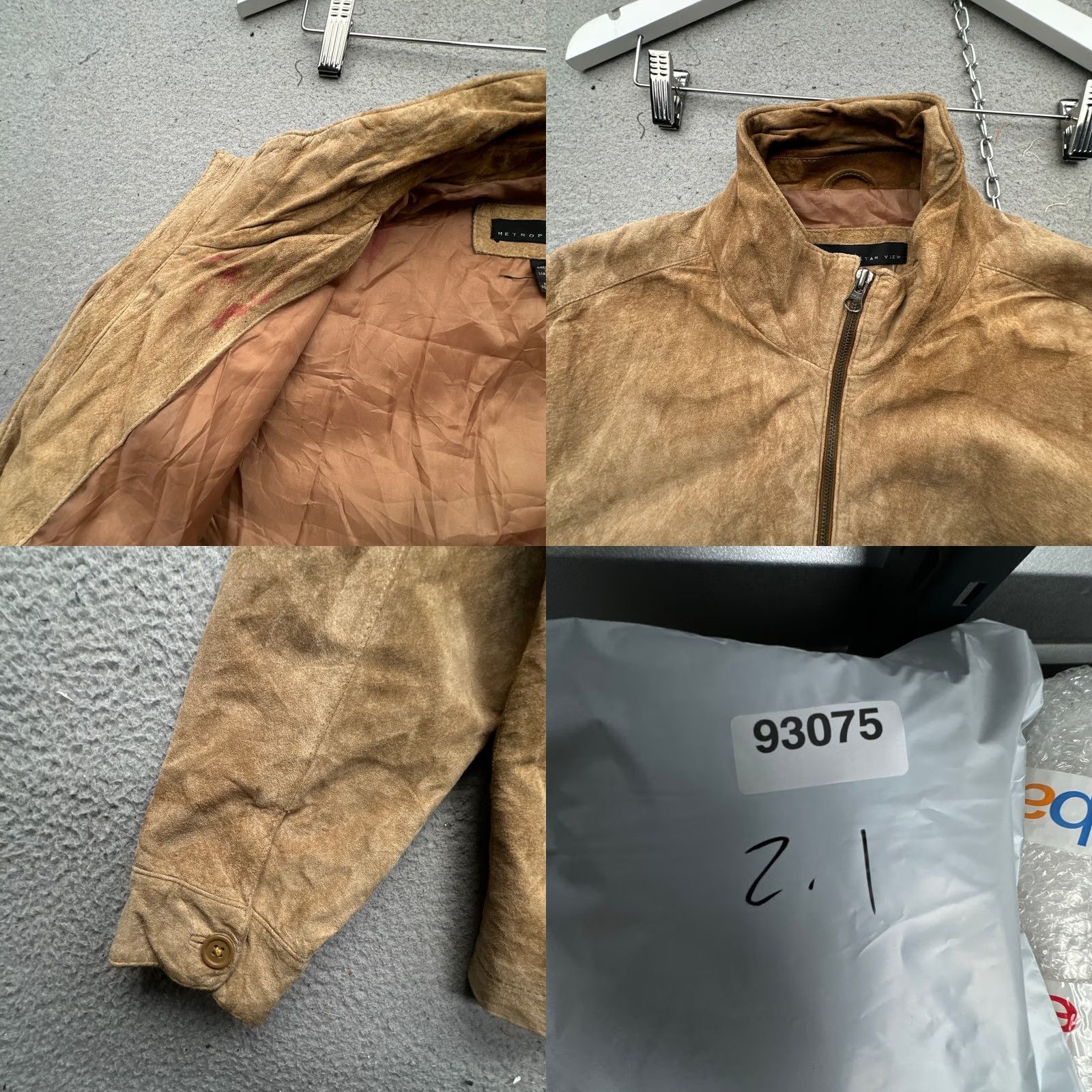 Vintage Metropolitan View Suede Leather Jacket Medium Lined Brown Full Zip Lined Mens Jacket Bomber Brown Metropolitan View M Leather Jacket Mens Size US M / EU 48-50 / 2 - 8 Thumbnail