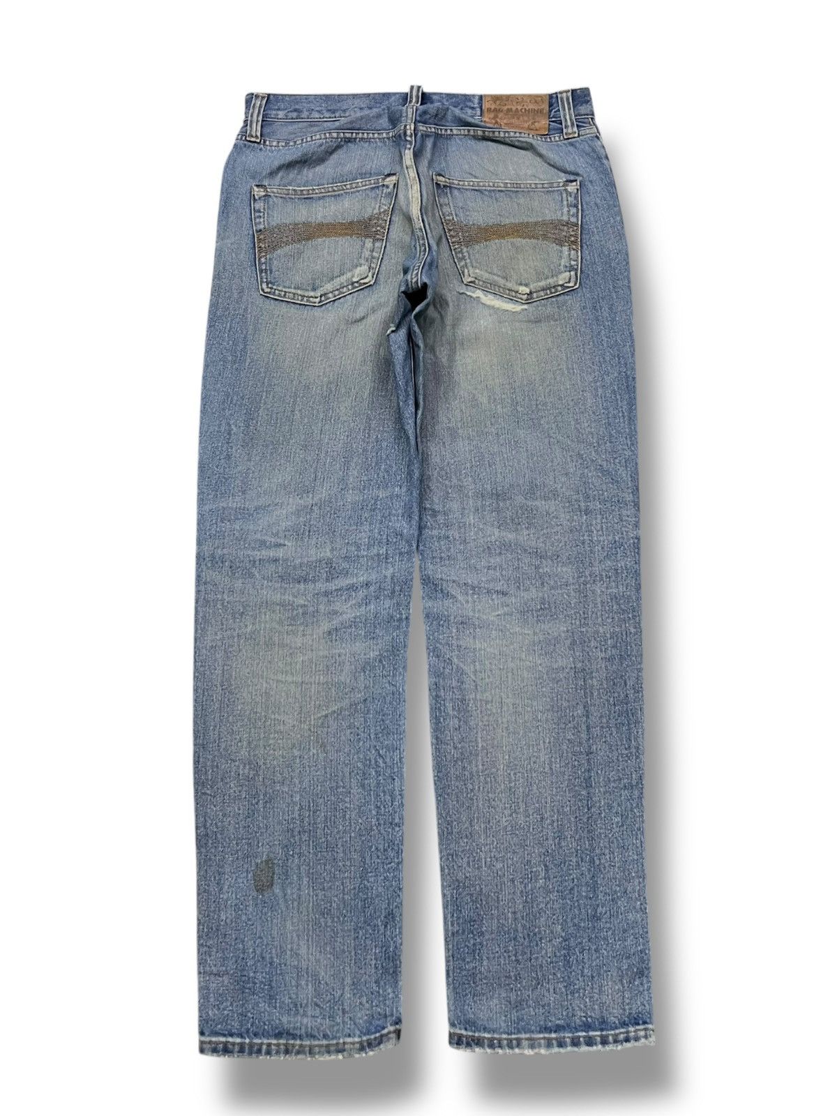 Japanese Brand Vintage Rag Machine - Faded Wash, Distressed Slim Denim Size US 33 - 3 Thumbnail
