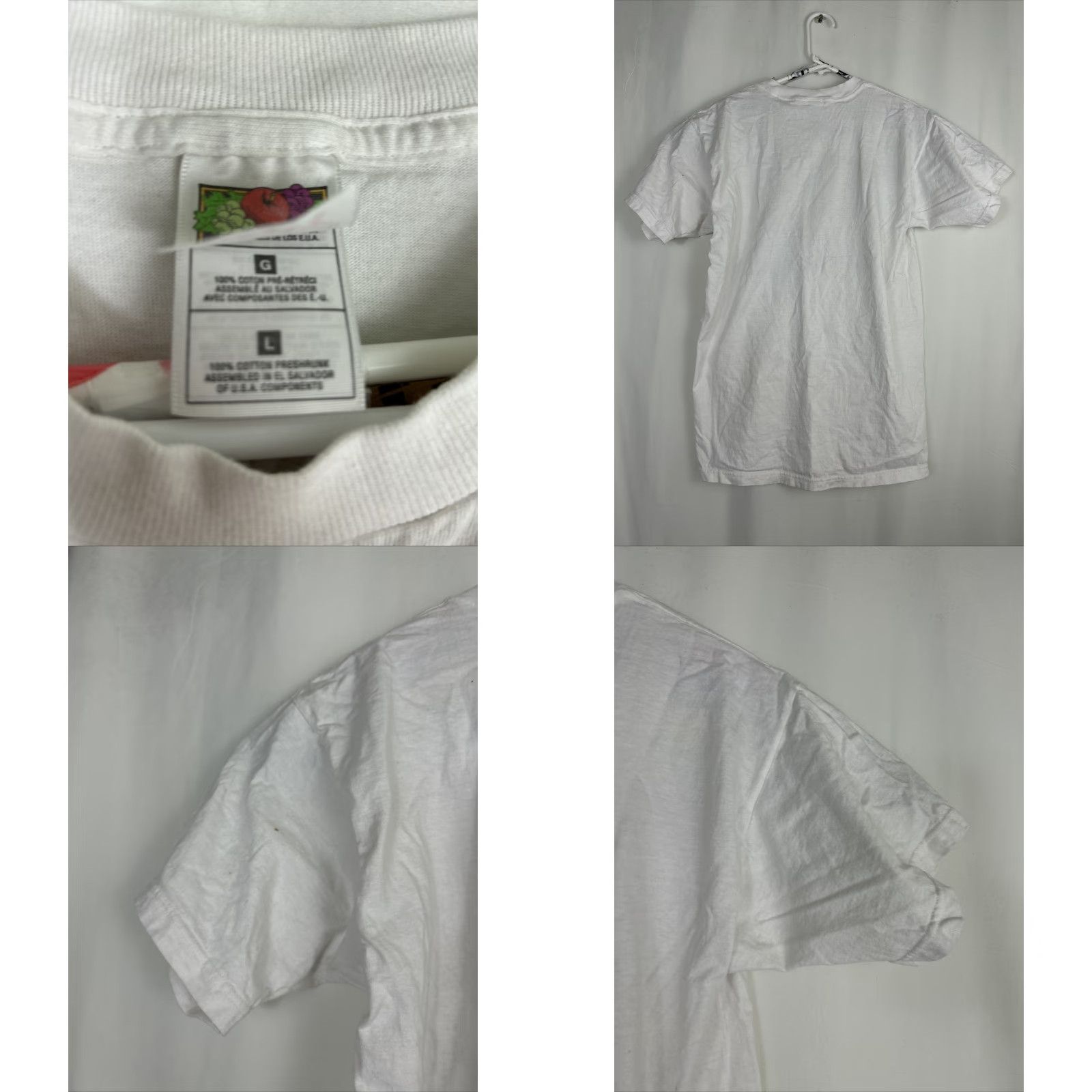 Fruit Of The Loom VINTAGE Fruit of the Loom T-Shirt Men L White Short Sleeve Size US L / EU 52-54 / 3 - 8 Thumbnail