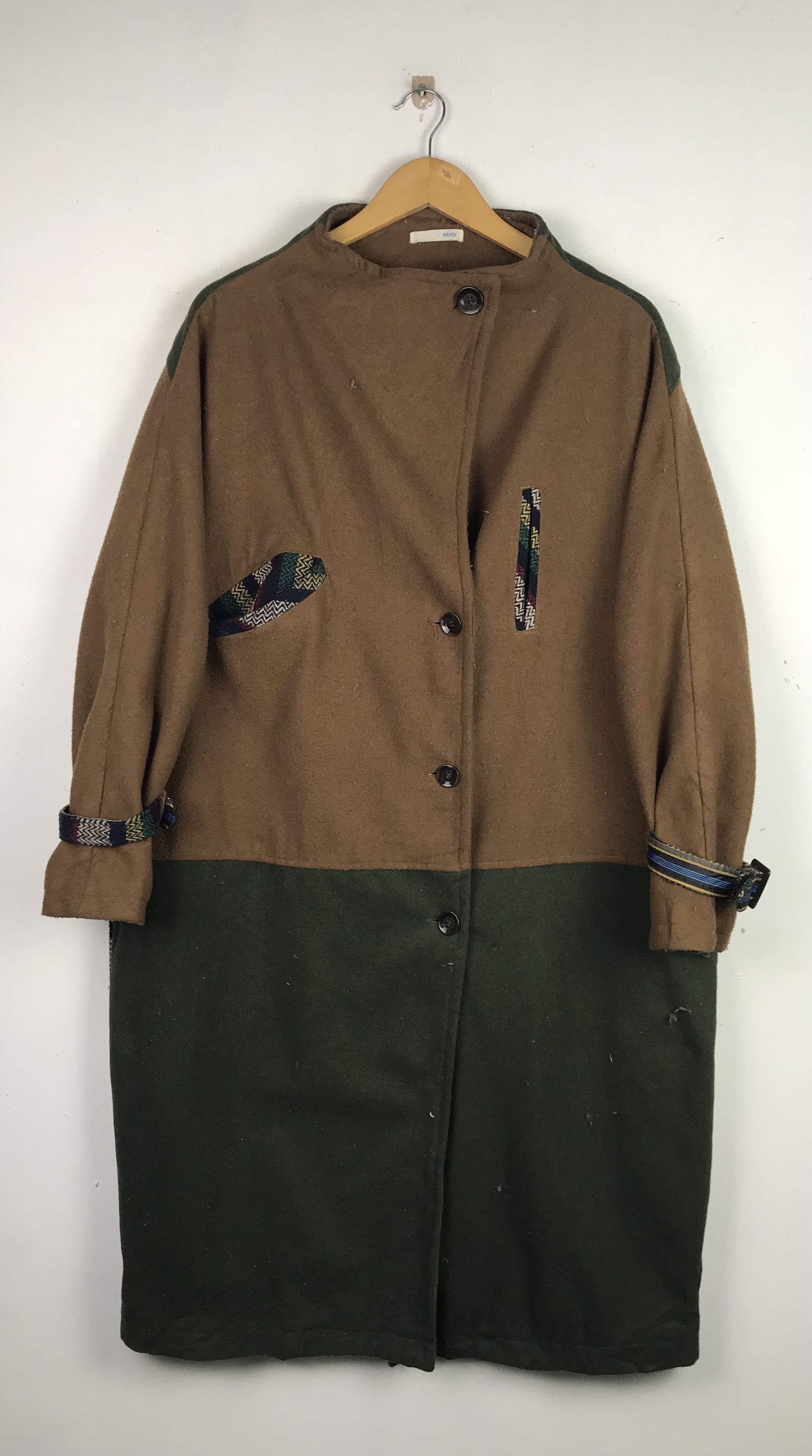 Other Vintage Wool Long Jacket Rare Design Size US XL / EU 56 / 4 - 1 Thumbnail
