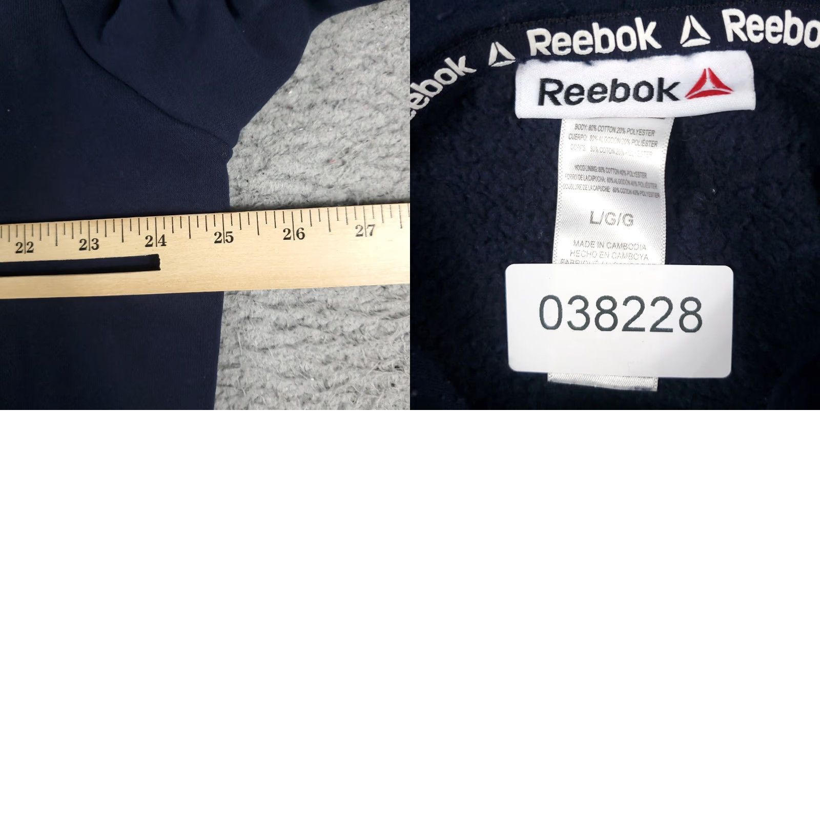 Reebok Reebok Mens Large Hoodie Pullover Sweatshirt Blue Fleece Logo Casual Sports Size US L / EU 52-54 / 3 - 8 Thumbnail