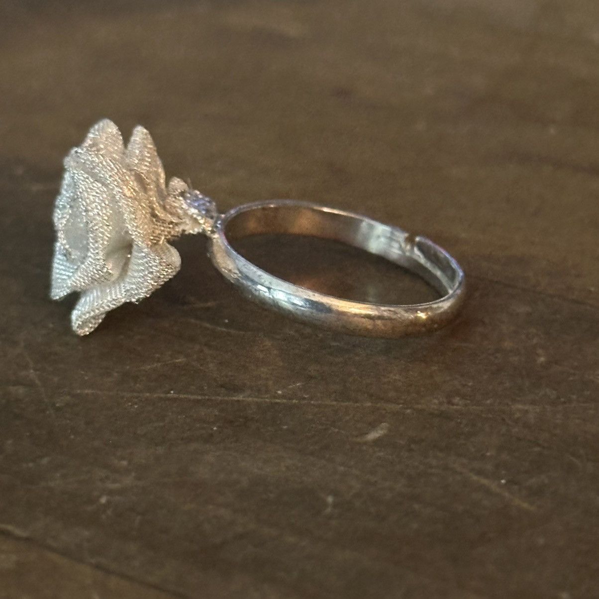 Vintage Vintage silver tone mesh rose ring Size ONE SIZE - 7 Thumbnail