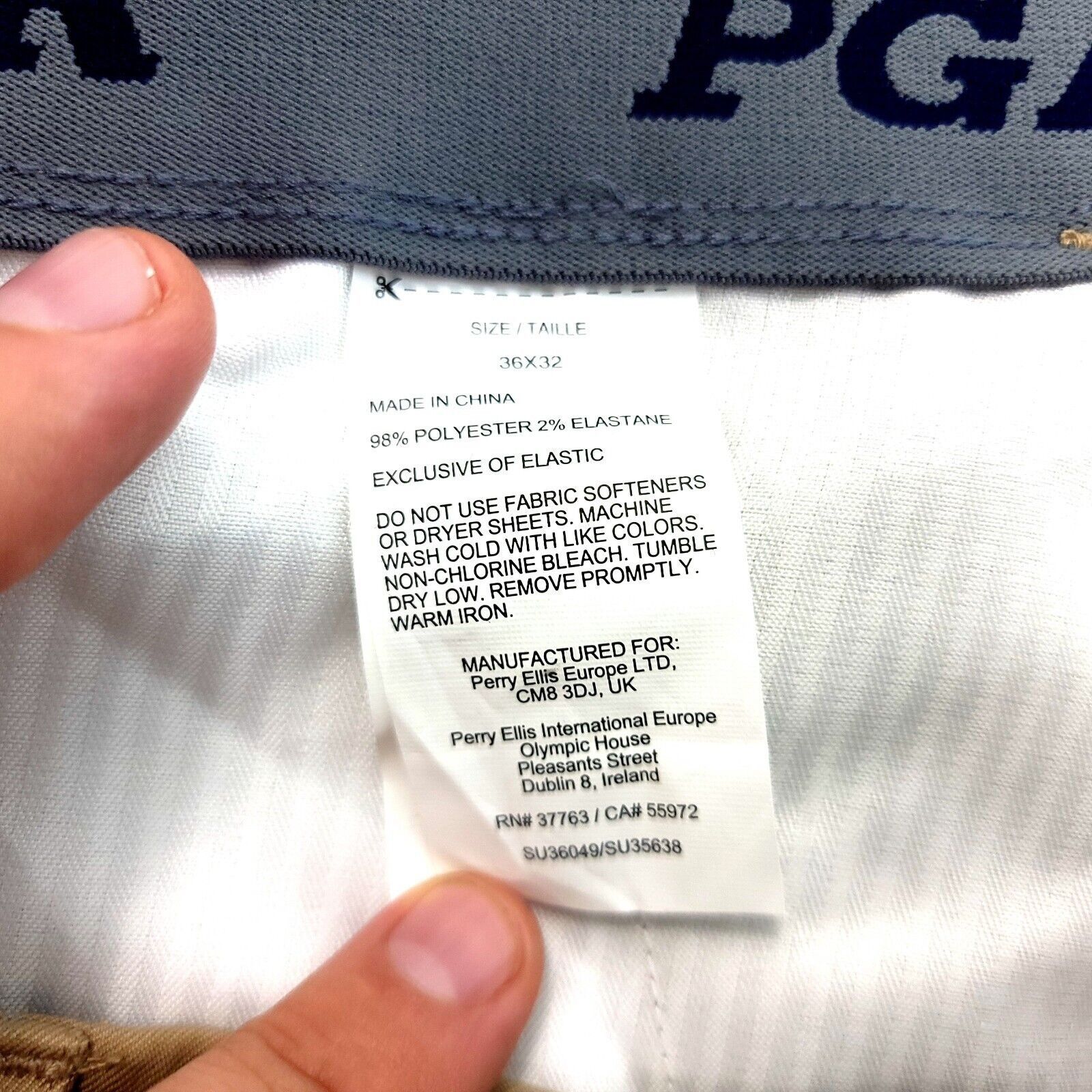 PGA Tour PGA Tour Tan Flat Front Dress Pants Polyester Elastic Waist Size US 37 - 7 Thumbnail