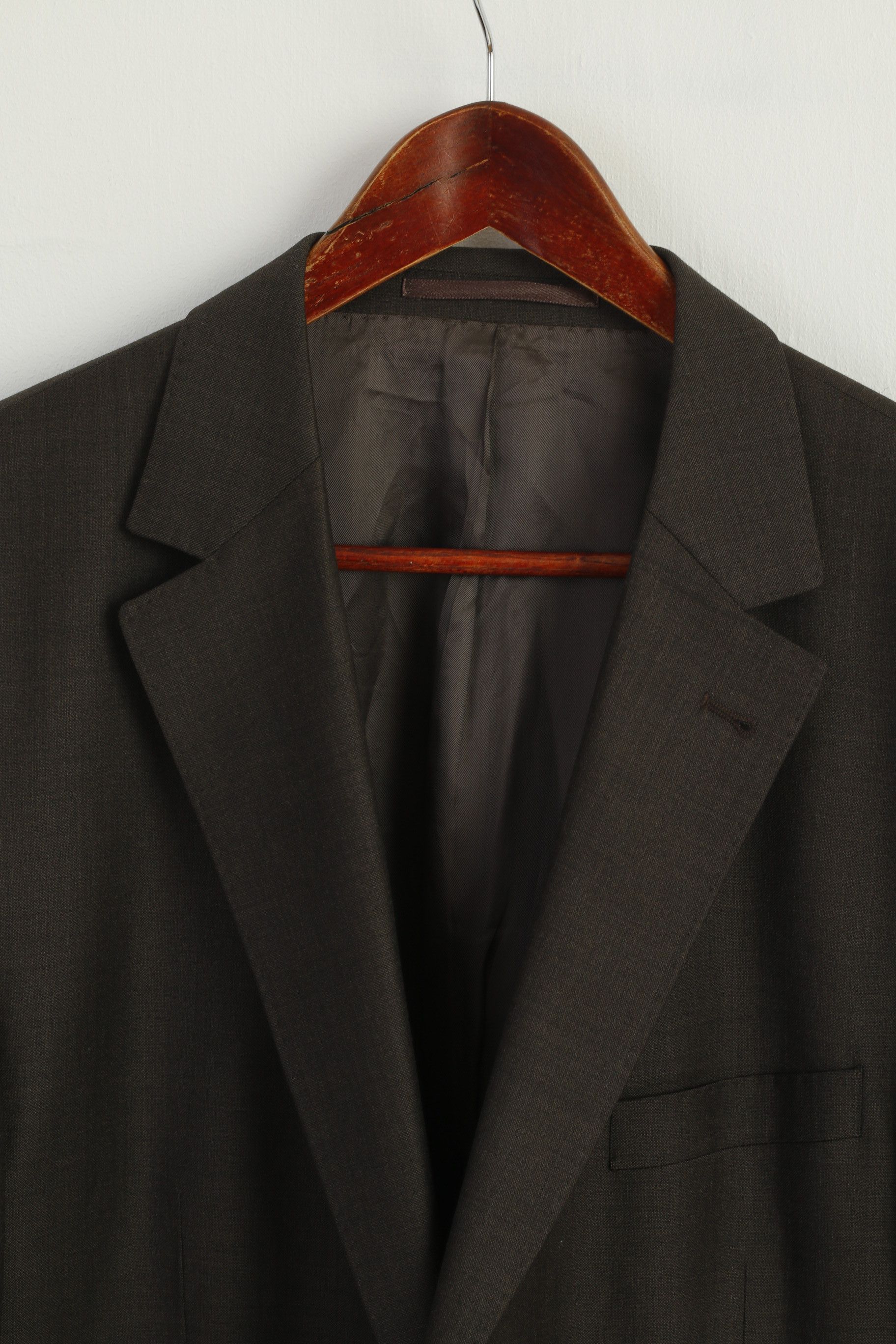 Vintage Paul Rosen Men 54 44 Blazer Brown Grey Wool 9695 Size 44R - 2 Thumbnail