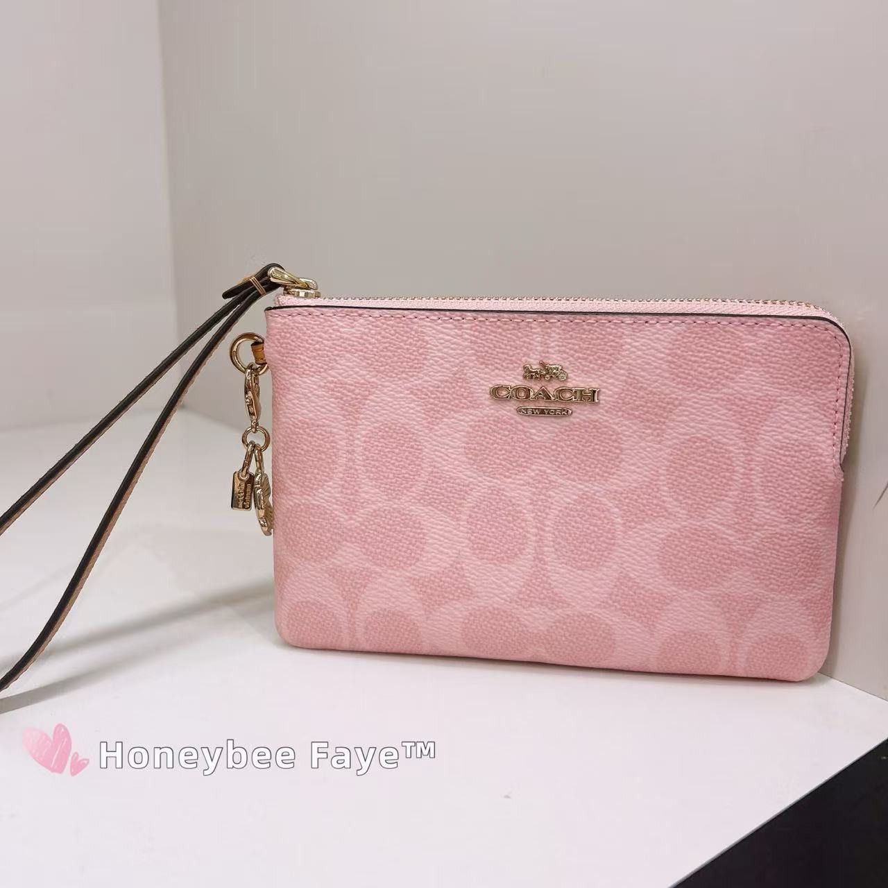 Coach Corner Zip Wristlet In Signature Canvas With Charms CEF72 Size ONE SIZE - 1 Thumbnail