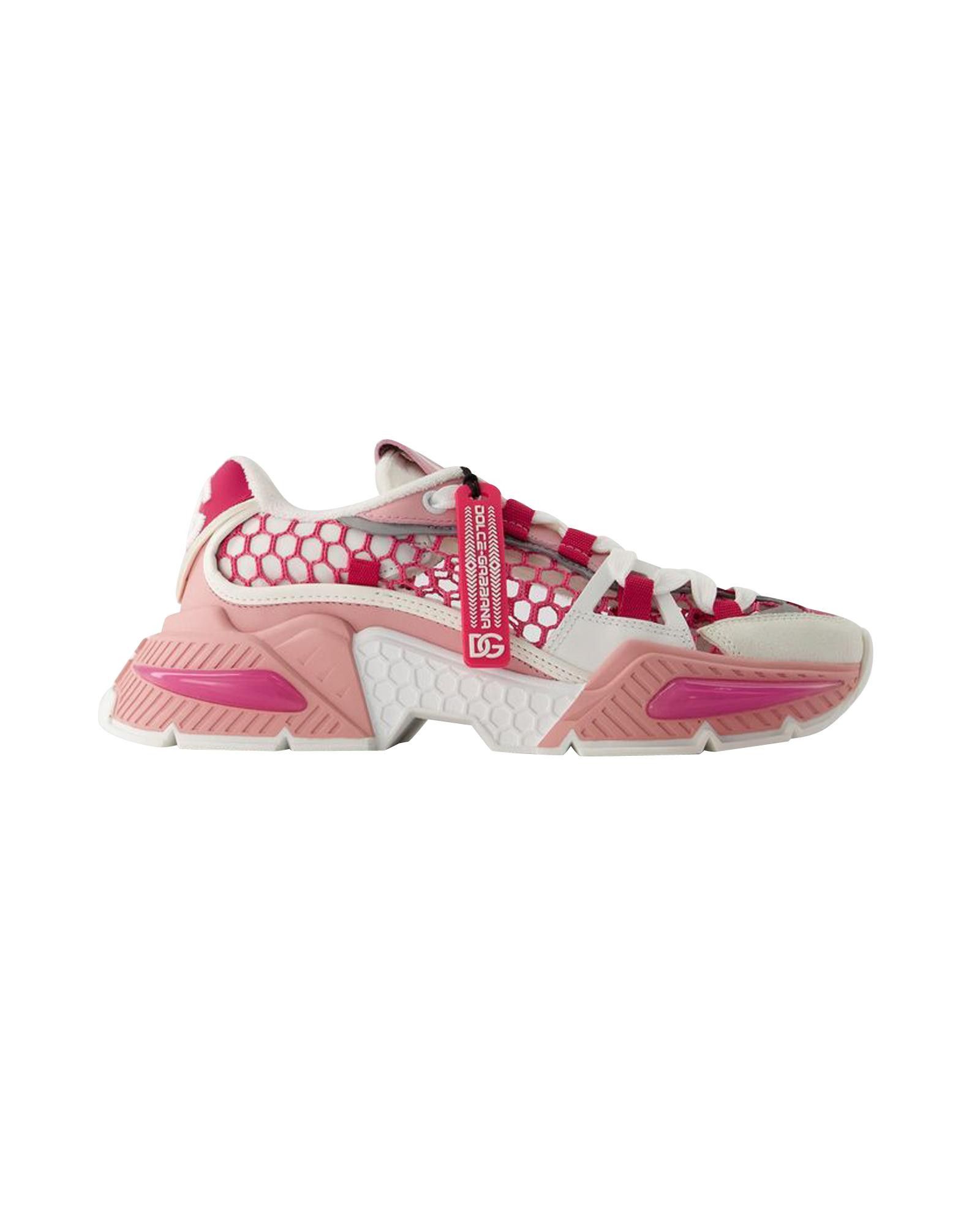 image of Dolce Gabbana Smooth Calfskin Top Lace Sneakers in Pink, Women's (Size 10)