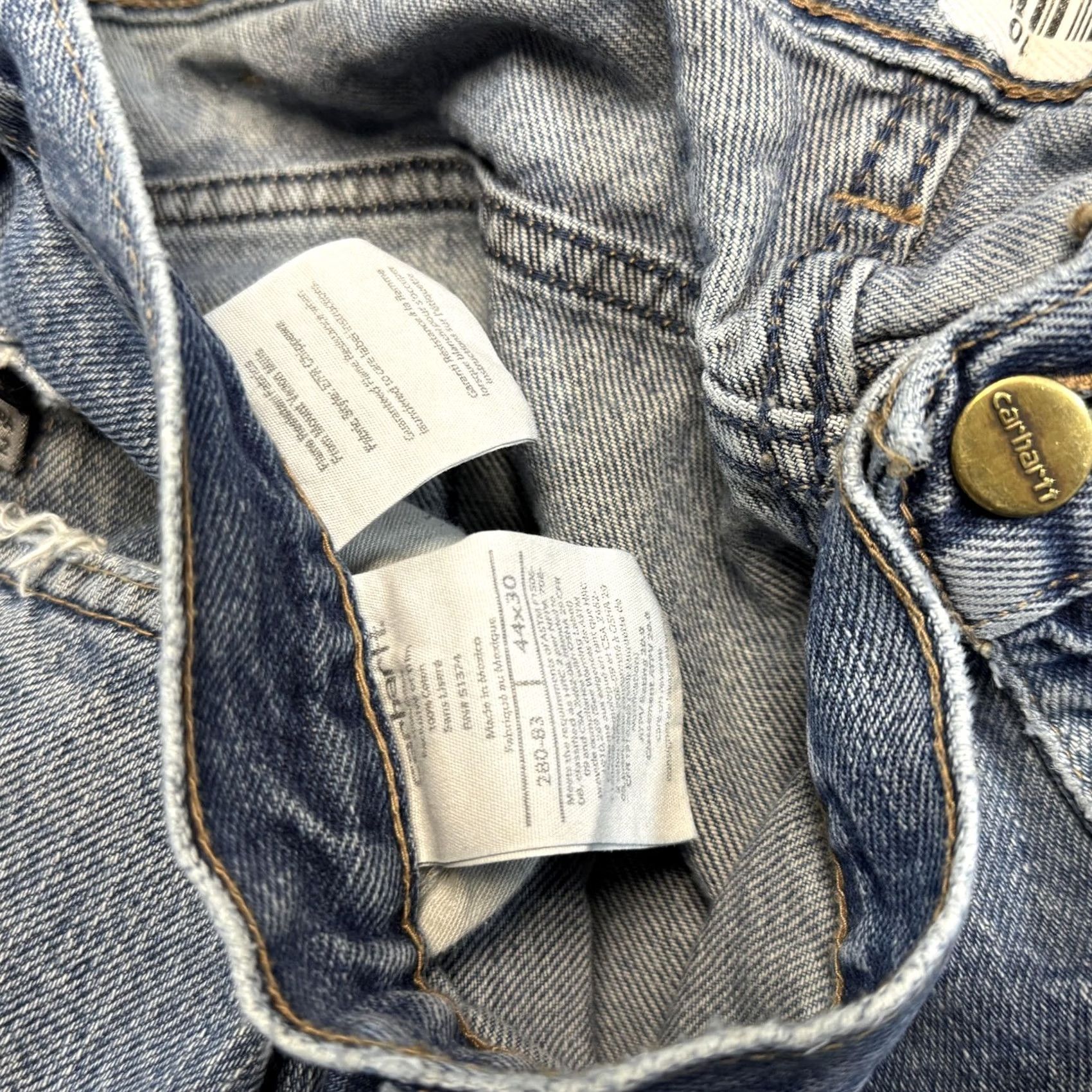 Carhartt VINTAGE Carhartt Jeans Mens 44x30 FR Flame Resistant Workwear Distressed Denim Pants Blue Medium Wash Distressed Mens Jeans FR Size US 44 / EU 60 - 6 Thumbnail