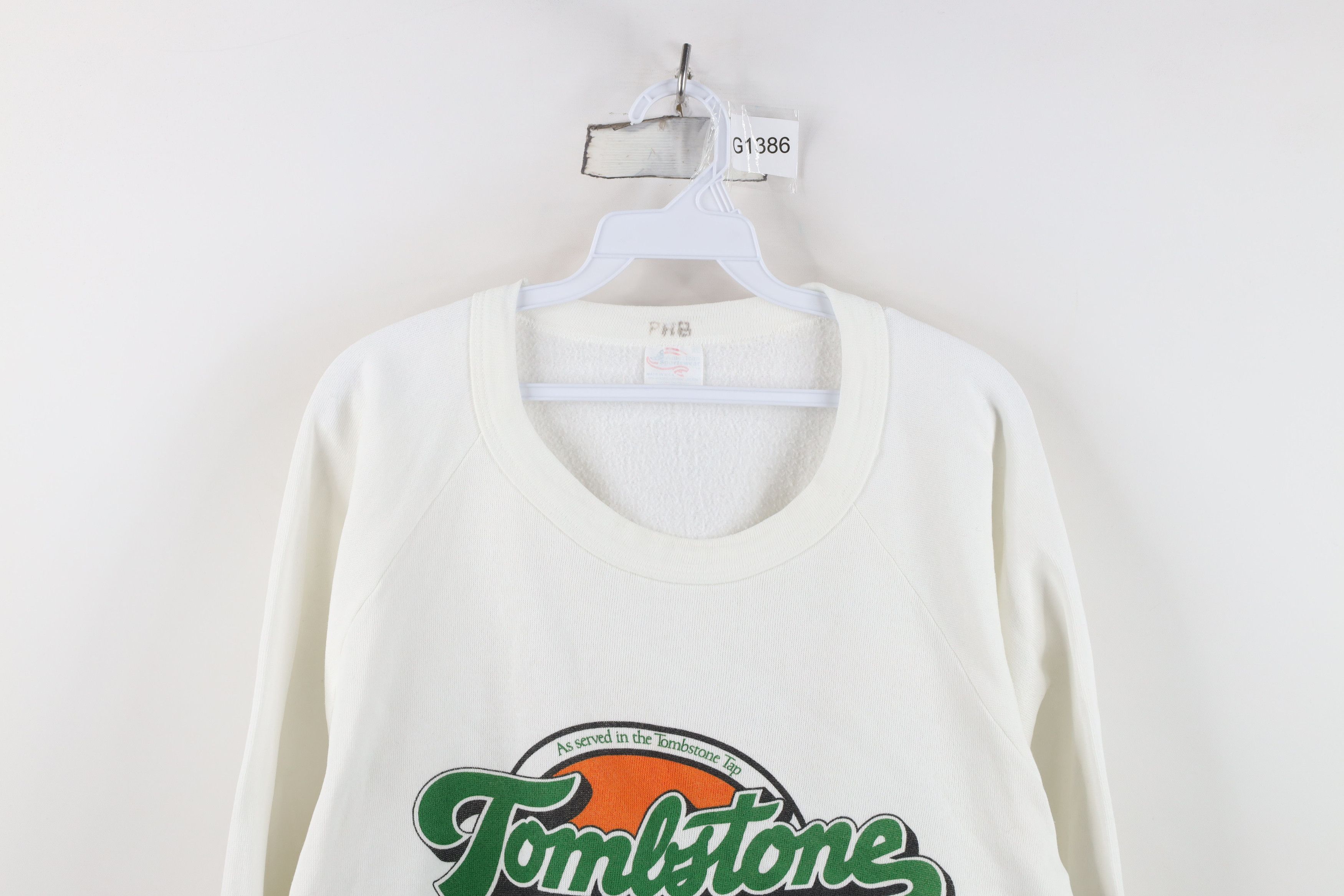 Vintage Vintage 80s 90s Spell Tombstone Pizza Sweatshirt White USA Size XL / US 12-14 / IT 48-50 - 2 Thumbnail