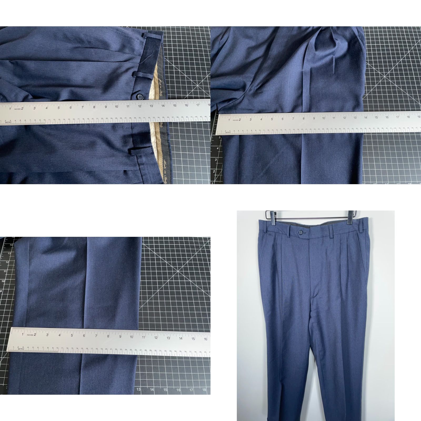 Vintage VINTAGE Angelico Tasmania Wool Pleated Trousers Men's 34 x 28.5 Dark Blue Cuffed Pants Wool Pleated Trousers Size US 35 - 8 Thumbnail