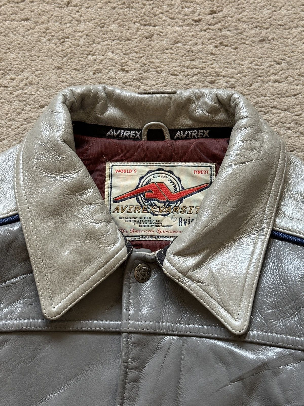 Avirex × Vintage 1990s Avirex Spirit of American Leather Varsity Jacket Size US XL / EU 56 / 4 - 3 Thumbnail