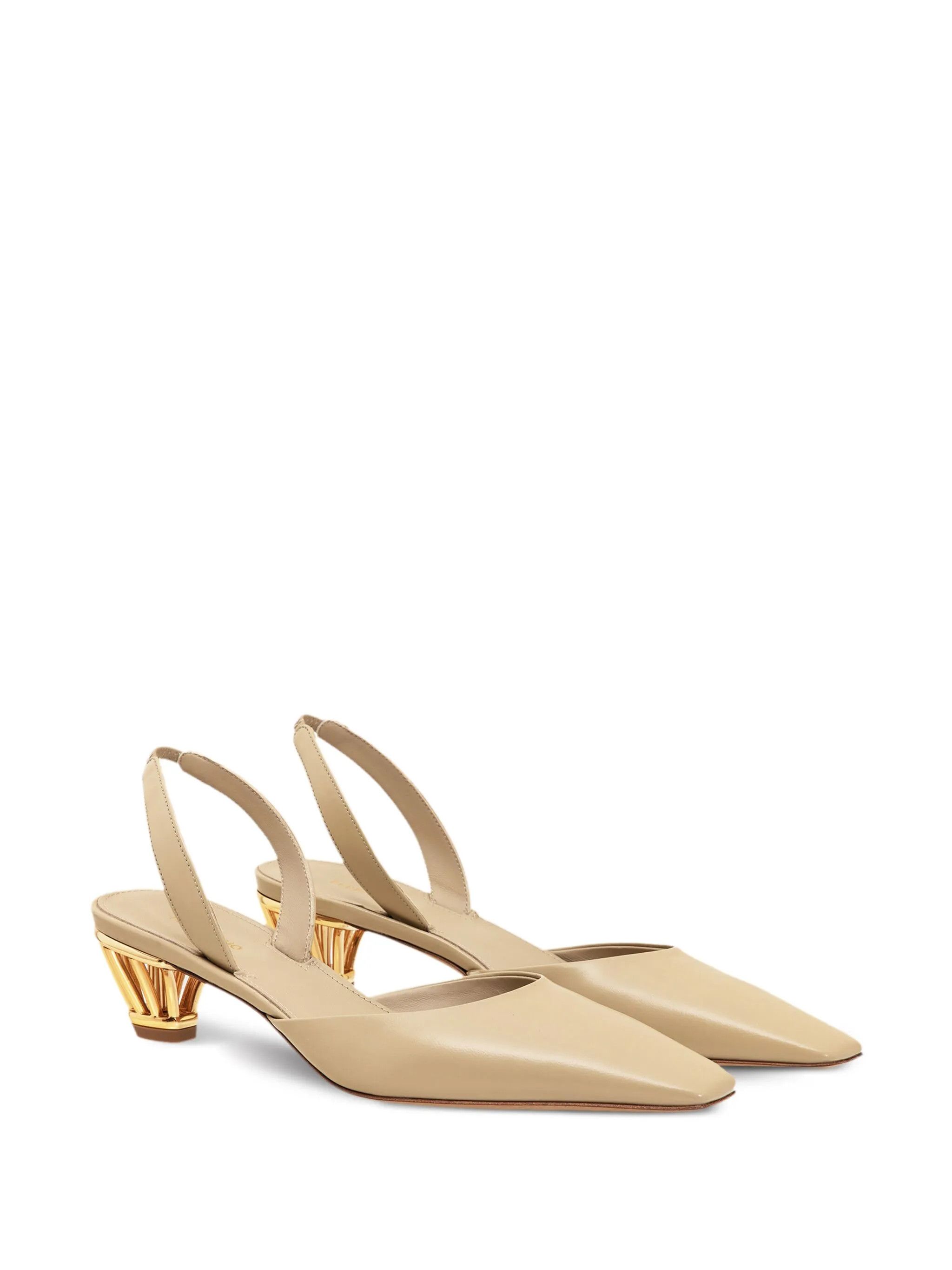 Salvatore Ferragamo o1s1rm0126 Alyssa Cage-heel Slingback Pumps in Beige Size US 6 / IT 36 - 2 Thumbnail