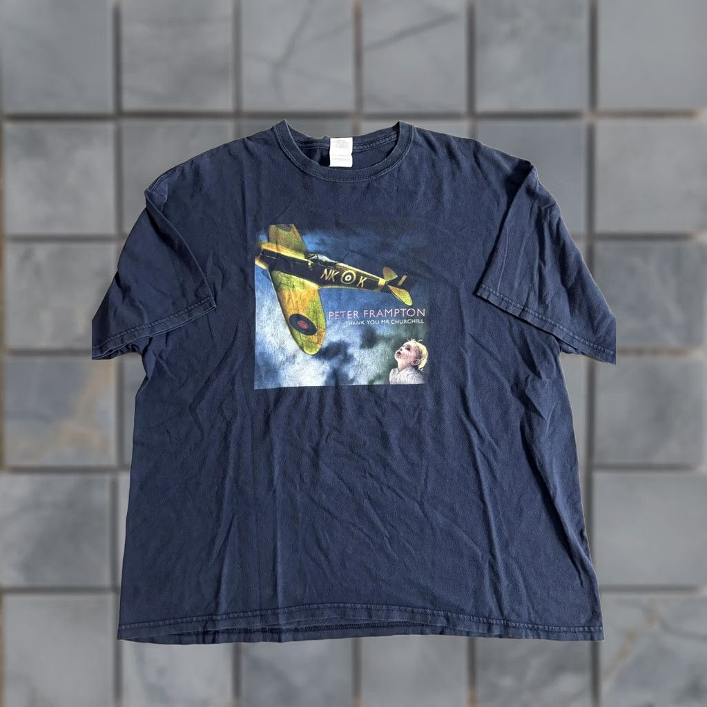 Gildan Peter Frampton Shirt Mens 2XL Blue Thank You Mr Churchill Tour Graphic T-Shirt Size US XXL / EU 58 / 5 - 1 Thumbnail