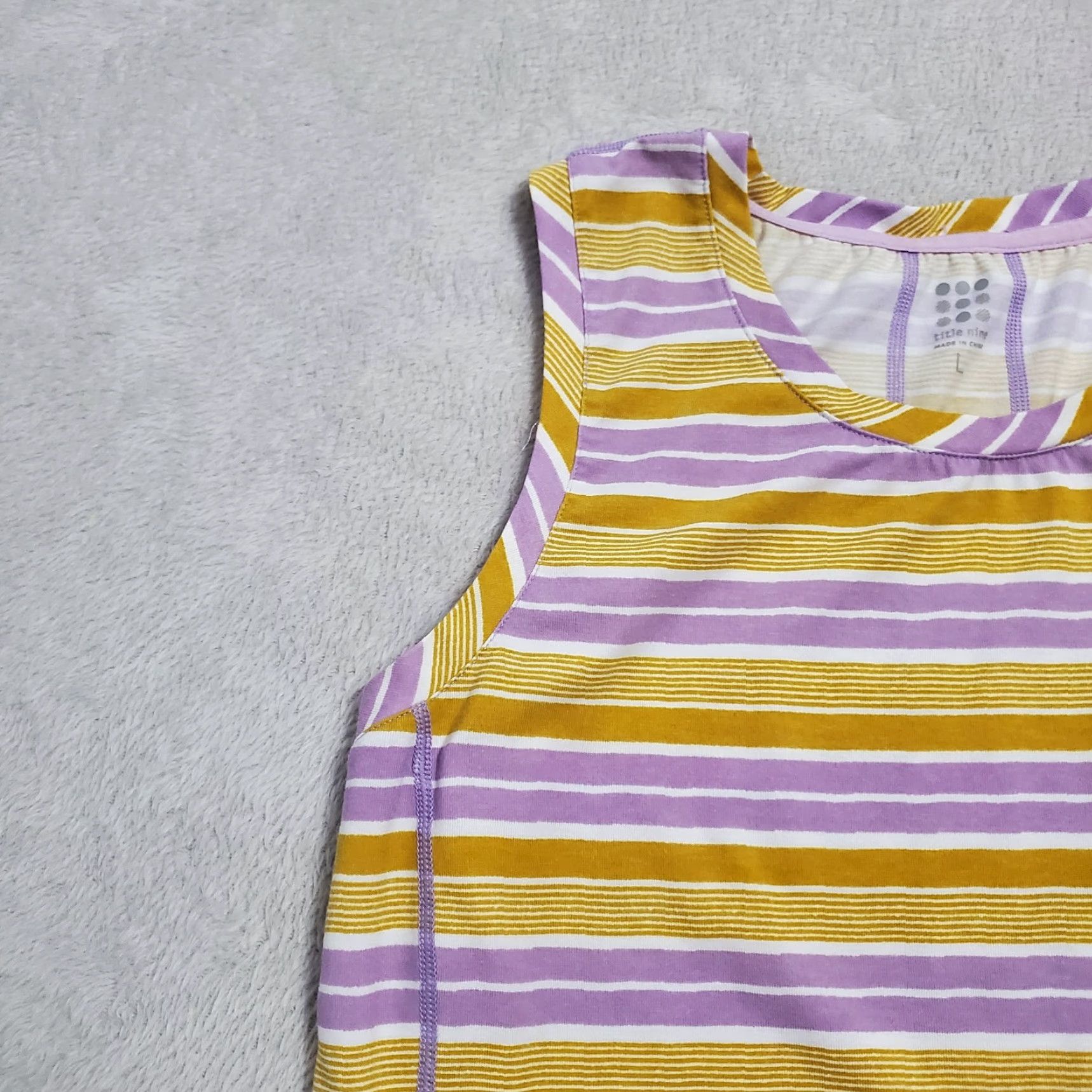 Vintage VINTAGE Title Nine Top Women L Purple Orange Striped Sleeveless Tank Rounded Hem Size L / US 10 / IT 46 - 5 Thumbnail