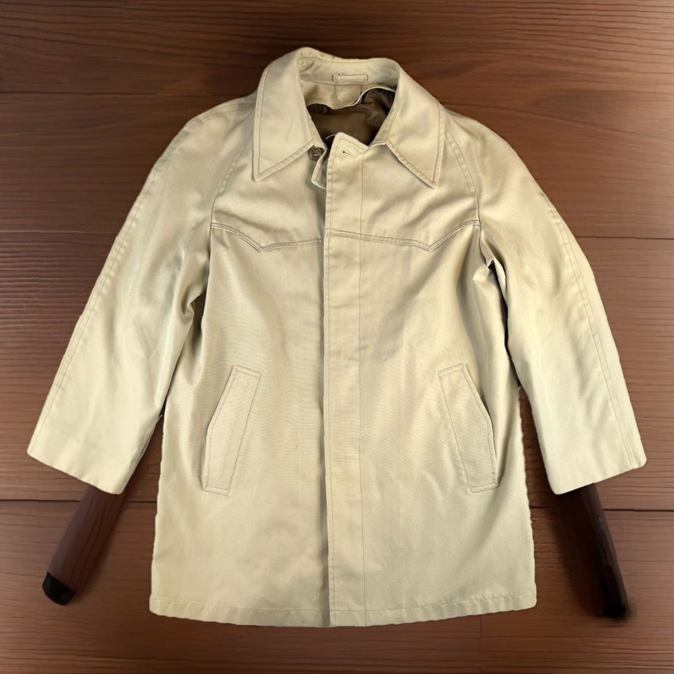 London Fog VINTAGE London Fog Coat Canvas Duck Mens 40 R Cream White Preppy Parka Mens Size US XXS / EU 40 - 2 Thumbnail