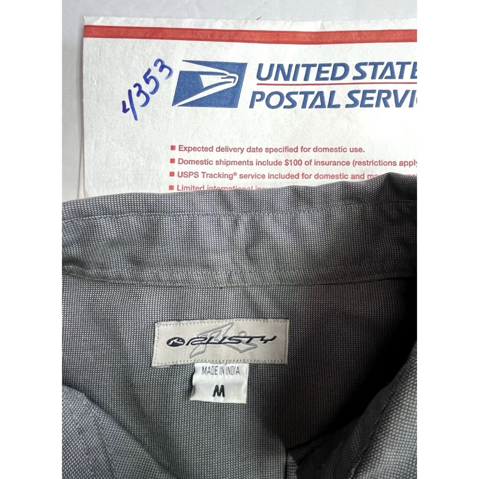 Rusty RUSTY Mens Button-Up Shirt Grey Medium Short Sleeve Collared Pocket Size US M / EU 48-50 / 2 - 8 Thumbnail