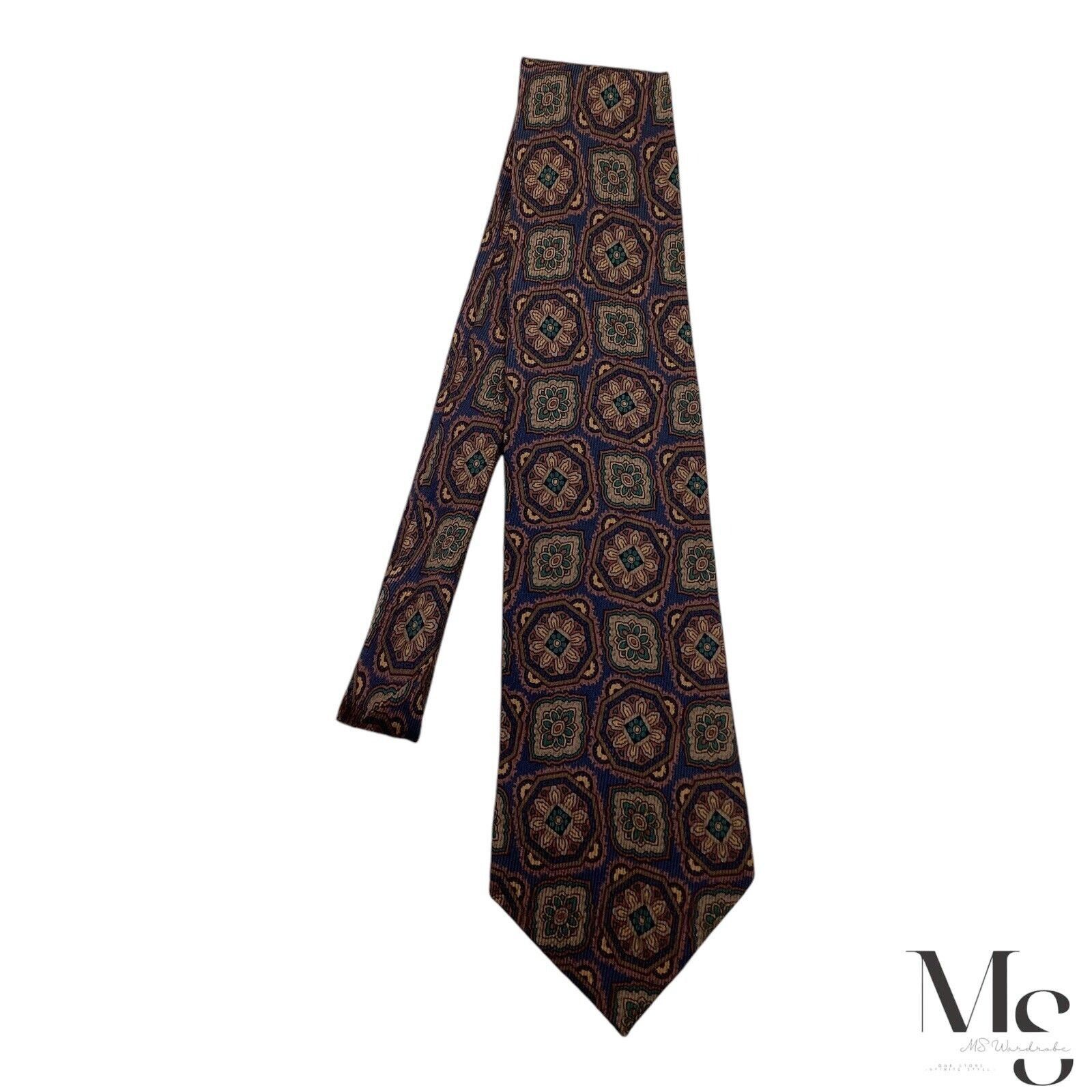 Burberry BURBERRYS OF LONDON Blue Medallion Print Luxury Silk Tie H.M Size ONE SIZE - 7 Thumbnail