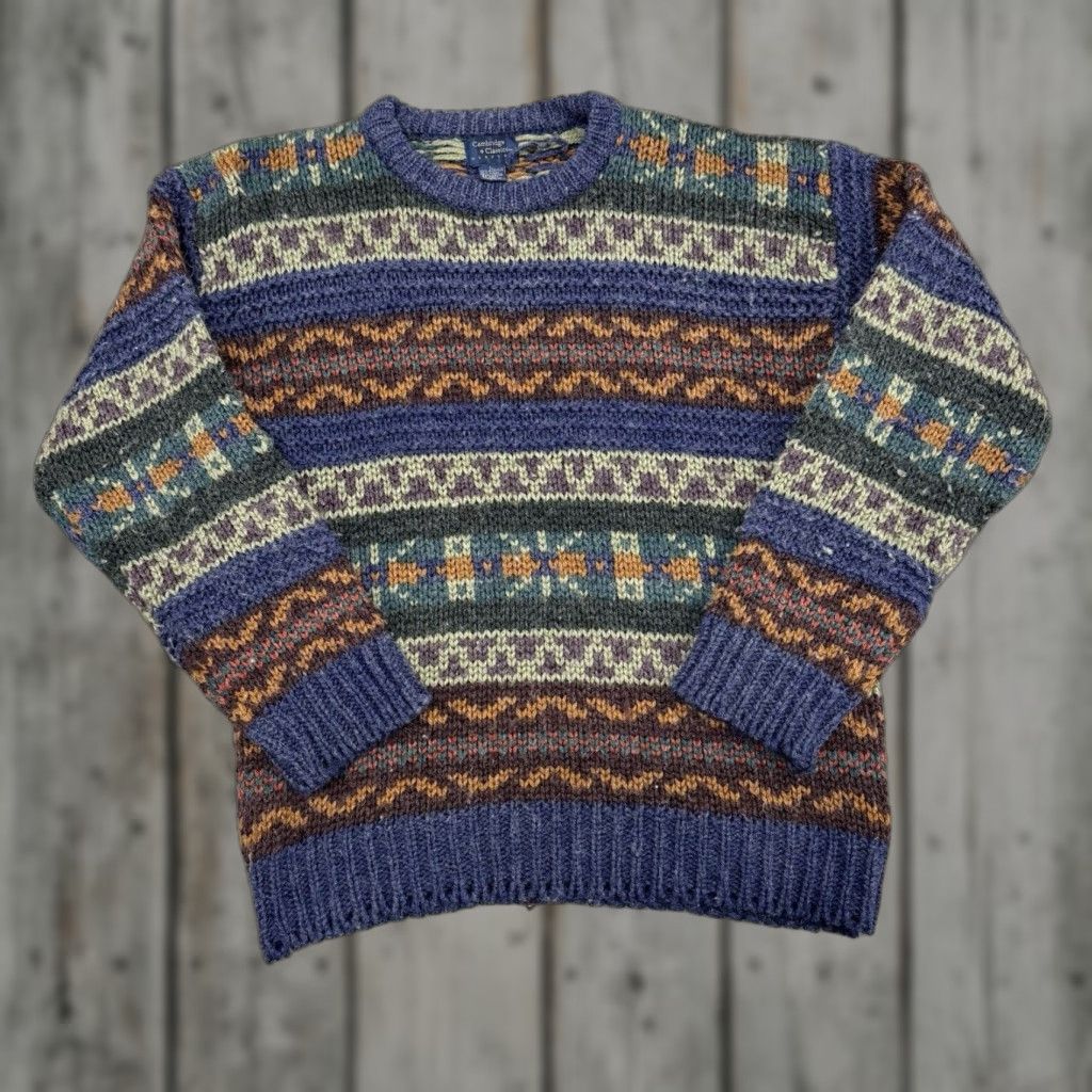 Vintage VINTAGE Cambridge Classic Mervyns Sweater Stripe Cottage Core 90s Pullover Size US L / EU 52-54 / 3 - 1 Thumbnail