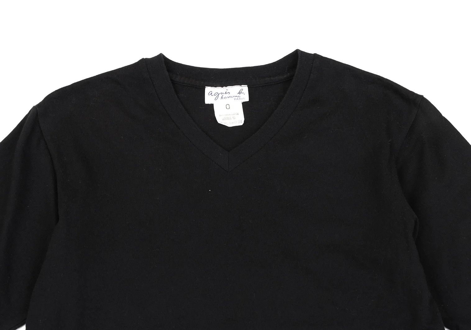 agnes b. Cotton V-Neck T-Shirt in Black - Size 0 Size US XS / EU 42 / 0 - 2 Thumbnail