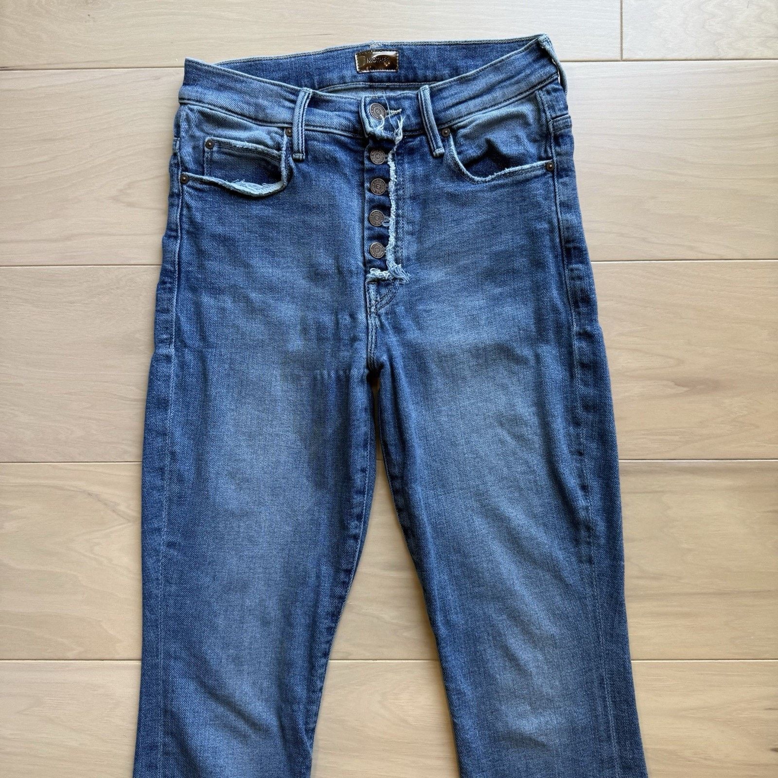 MOTHER Mother Fly Cut Stunner Jeans Women's 25 Blue Fray Glam Boho Size 25" / US 0 / IT 36 - 3 Thumbnail
