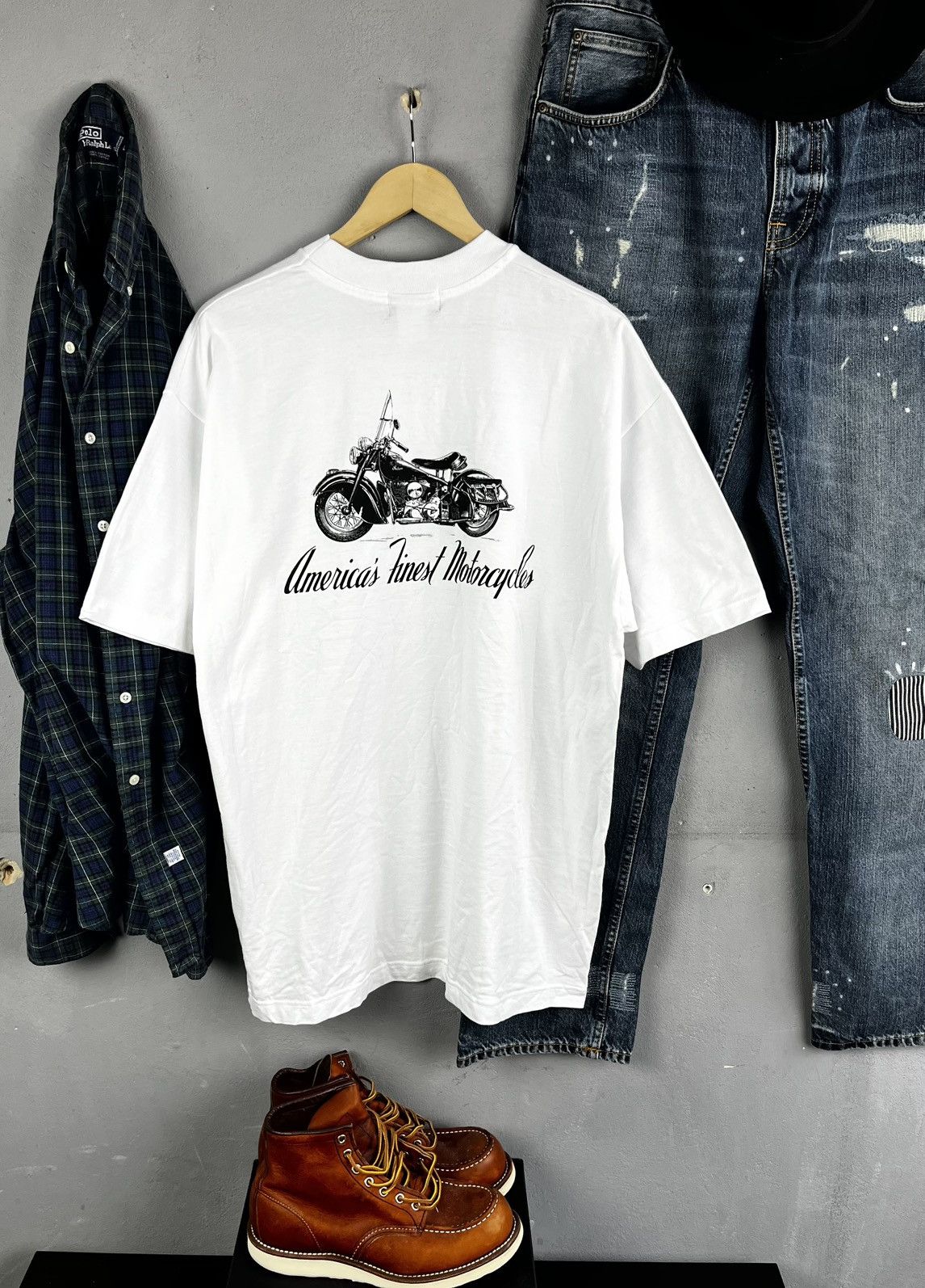Harley Davidson Indian motorcycle t shirt vintage 90s Size US XL / EU 56 / 4 - 1 Thumbnail