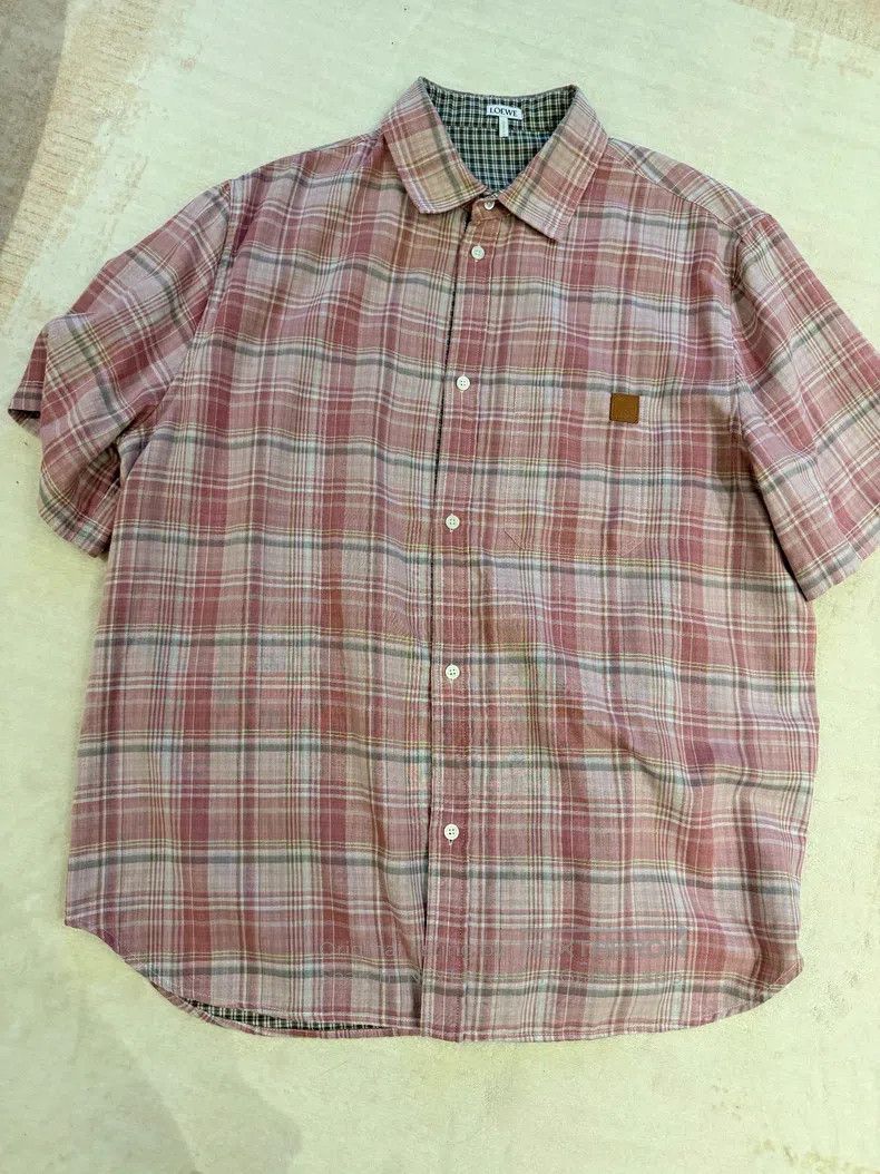 Loewe Loewe size 41 Pink checkered short-sleeve shirt Size US XXS / EU 40 - 1 Thumbnail