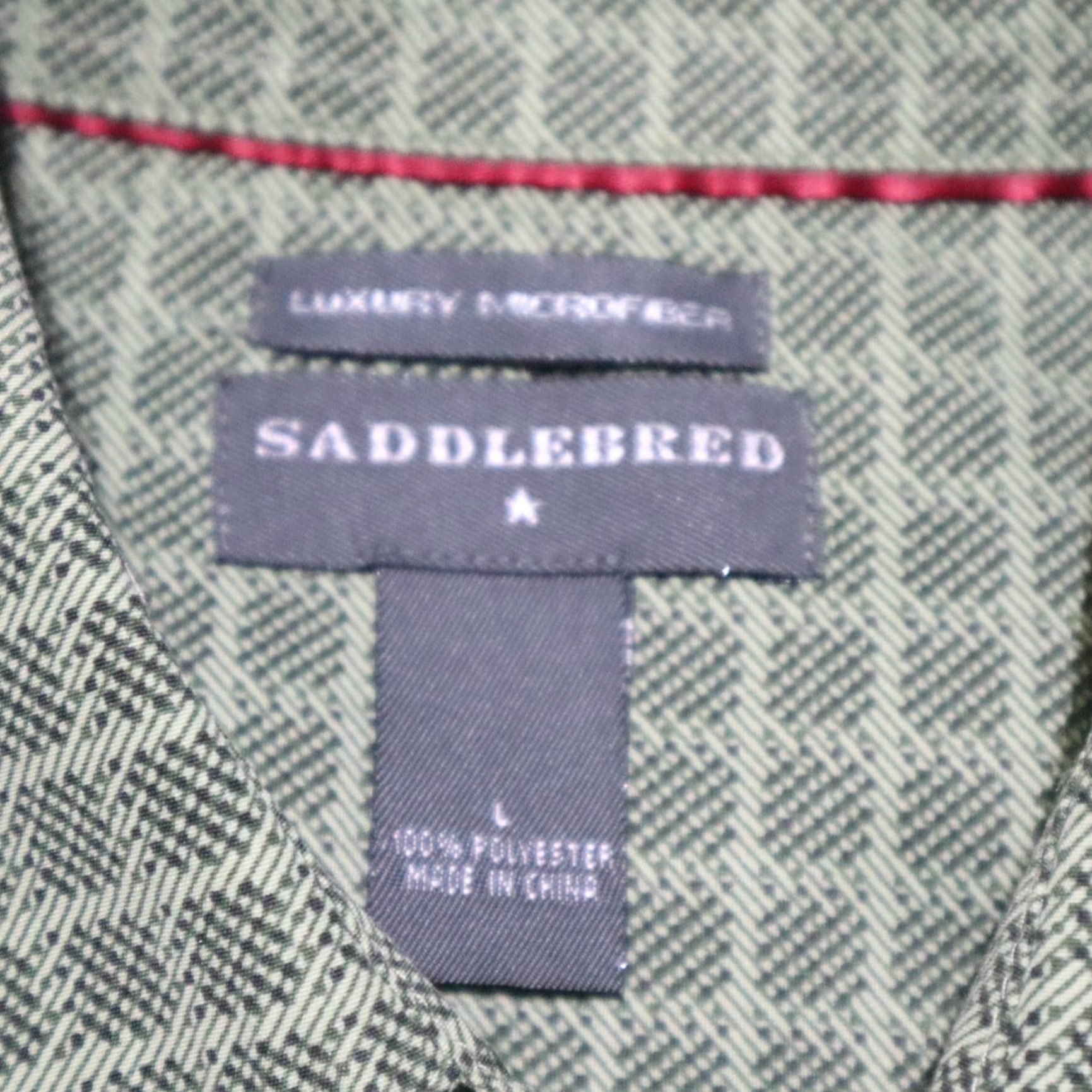 Vintage Saddlebred Shirt Men L Green Short Sleeve Button-Up Size US L / EU 52-54 / 3 - 3 Thumbnail