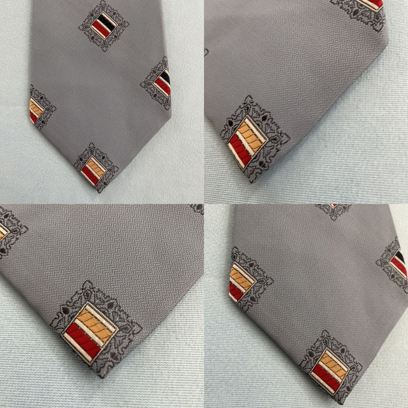 Vintage Vtg Extra Wide Necktie 4.3" Kipper Tie Handmade Jacquard Rockabilly Mob Boss Gray Neck Tie Geometric Vintage Men 57"-60" 4.3" Wide Gray Size ONE SIZE - 9 Thumbnail