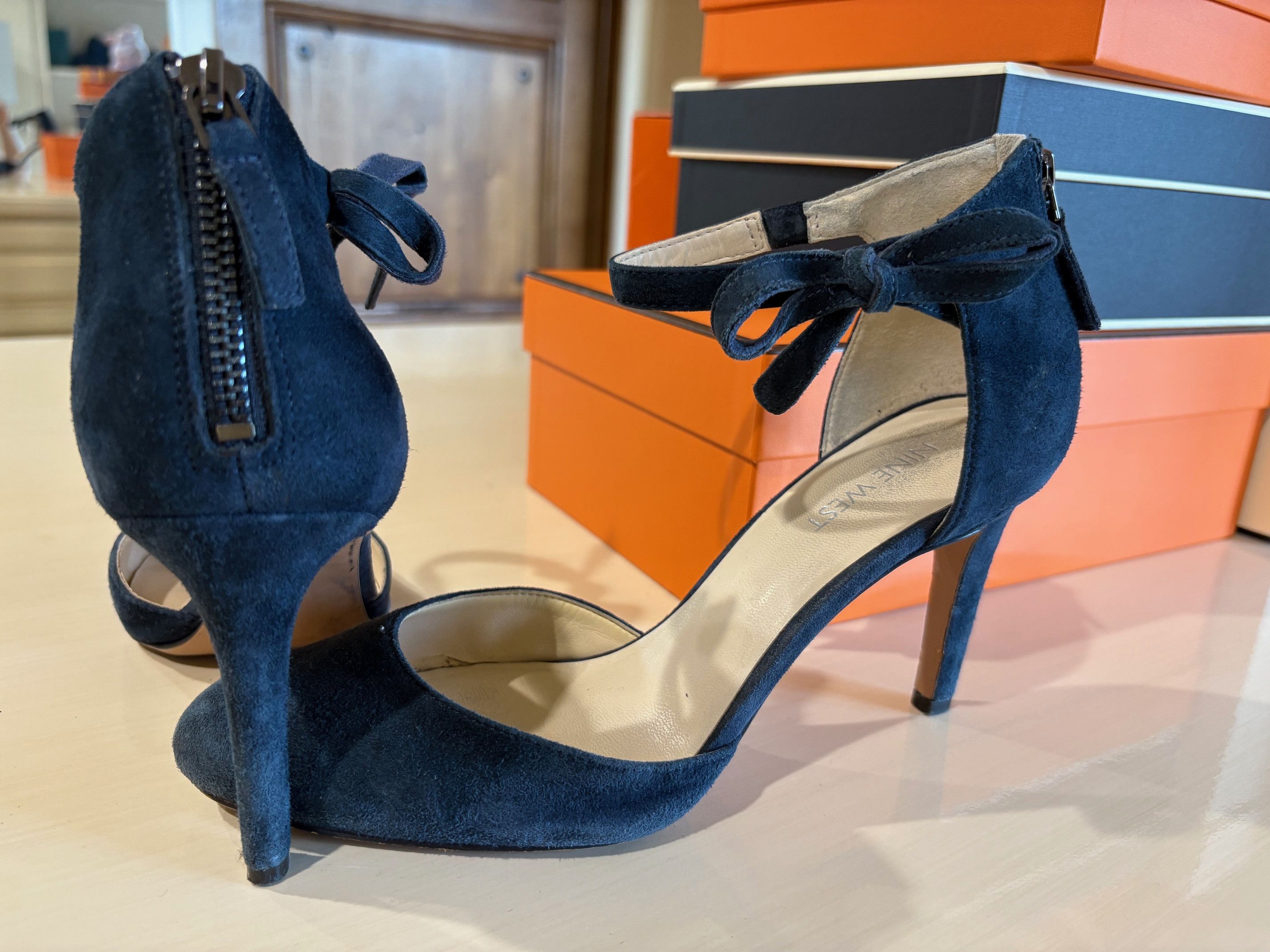 Nine West Nine West Navy Blue Suede Heels Size US 7 / IT 37 - 4 Thumbnail