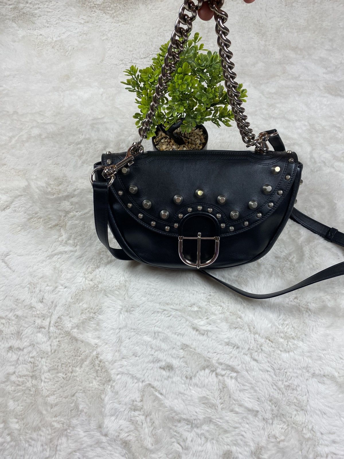 Roberto Cavalli Vintage Roberto Cavalli Black Leather Studded Shoulder Size ONE SIZE - 10 Thumbnail