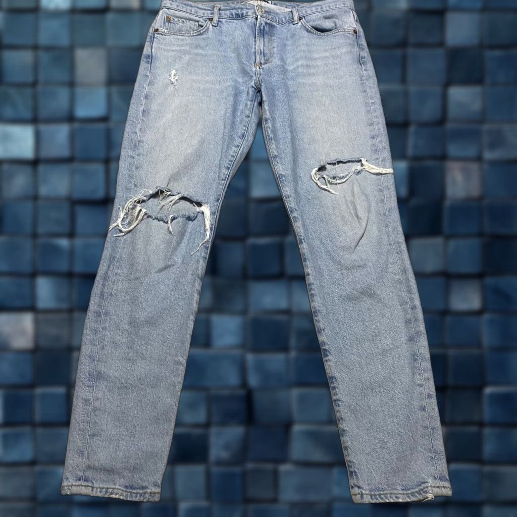 Agolde AGOLDE Womens Jeans 29 Blue Denim Sophie High Rise Skinny Medium Wash Distress Size 29" - 1 Thumbnail