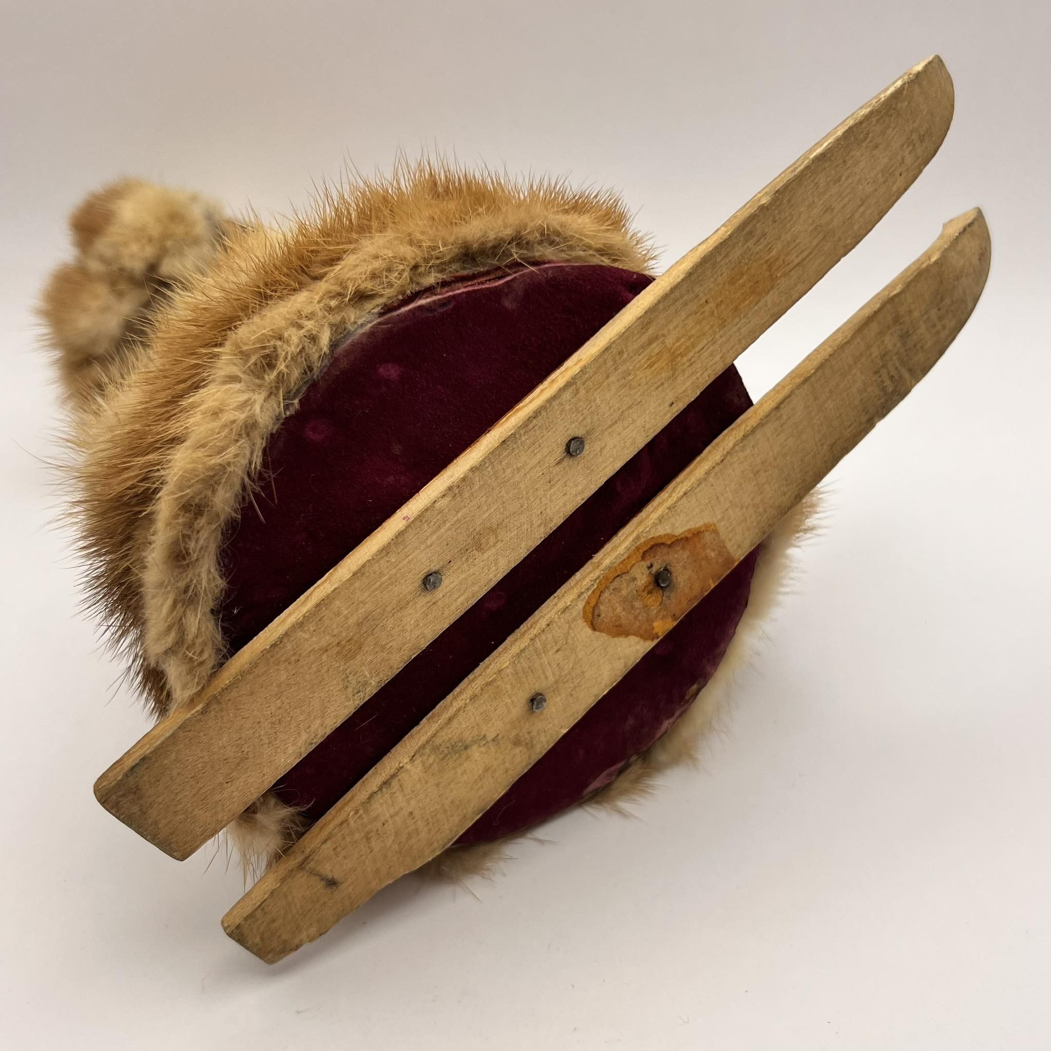 Vintage Vintage Wooden Natural Fur Hand Made Figurine Eskimo Girl Size ONE SIZE - 6 Thumbnail