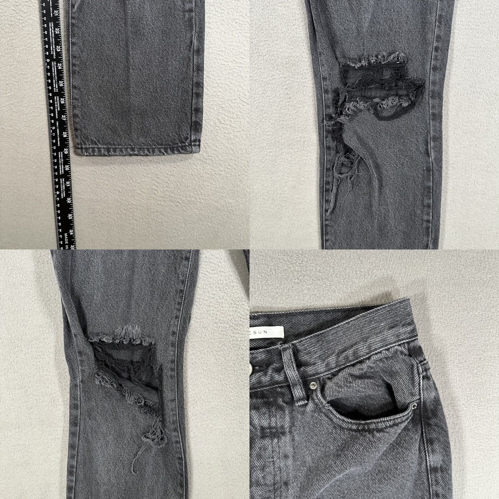 Pacsun Pacsun Jeans Womens 25 Gray Dad jean Baggy Straight Leg Distressed Button Fly Size 42" / US 20 - 9 Thumbnail