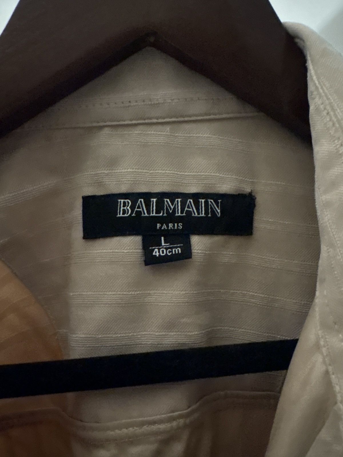 Balmain Balmain Paris Beige B-Logo Button-Down Shirt – Size L Size US L / EU 52-54 / 3 - 2 Thumbnail