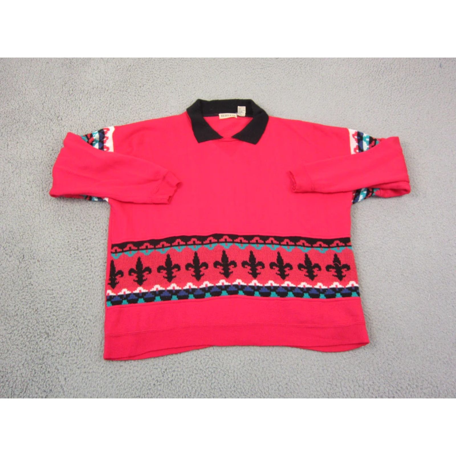 Pinko VINTAGE Eileen Sweatshirt Womens L Pink Knit Fleur de Lis Diamond Ladies Short Sleeve Pullover 80s 90s Outdoor Women Size L / US 10 / IT 46 - 2 Thumbnail