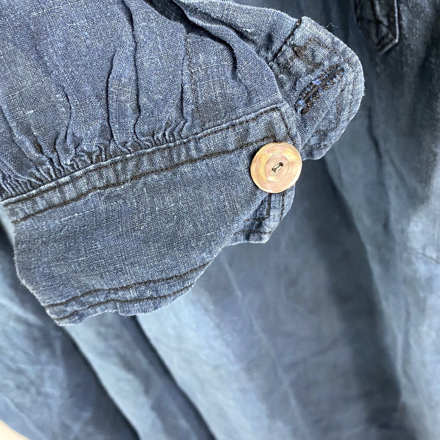 Vintage VINTAGE Original 1800s French Pure Linen Indigo Biaude Smock Size ONE SIZE - 5 Thumbnail