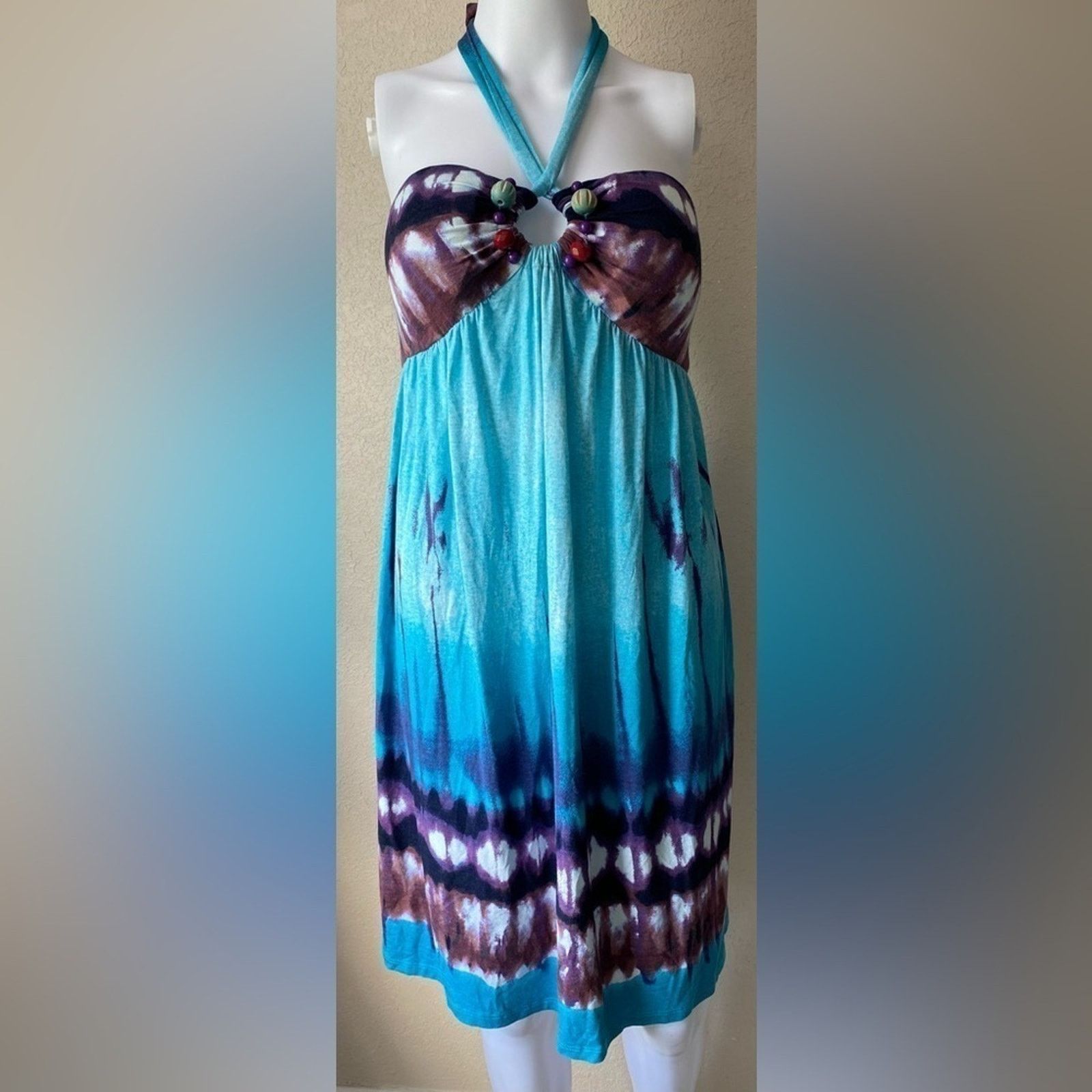 Other Muse for Boston Proper | Watercolor Halter Beaded Dress | 8 Size M / US 6-8 / IT 42-44 - 1 Thumbnail