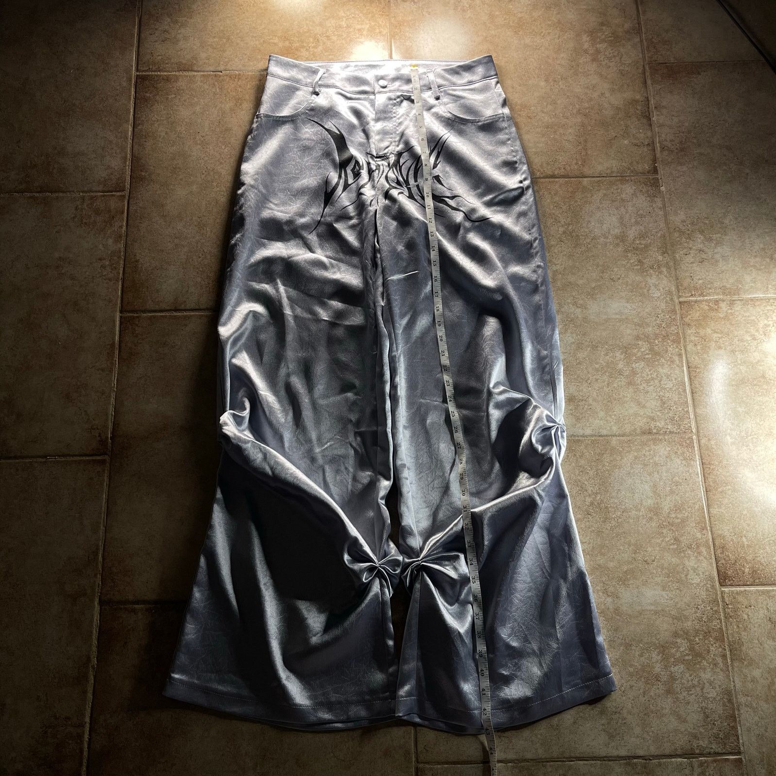 Japanese Brand Gothic Crotch Print Silver Baggy Pants Size US 30 / EU 46 - 8 Thumbnail