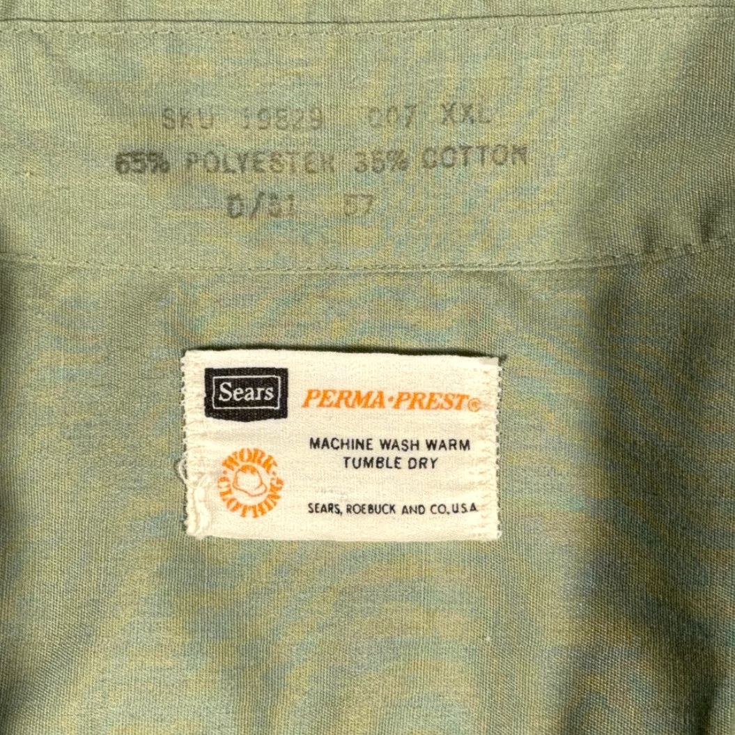 Sears VINTAGE Sears Shirt Adult 2XL Green Industrial Workwear Sage Perma Prest 70s Size US XXL / EU 58 / 5 - 4 Thumbnail