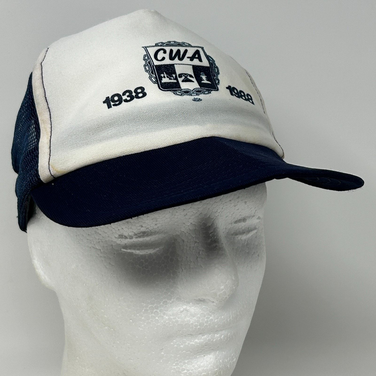 Vintage Vintage 80s CWA Communications Workers Trucker Hat Cap Blue Size ONE SIZE - 12 Thumbnail