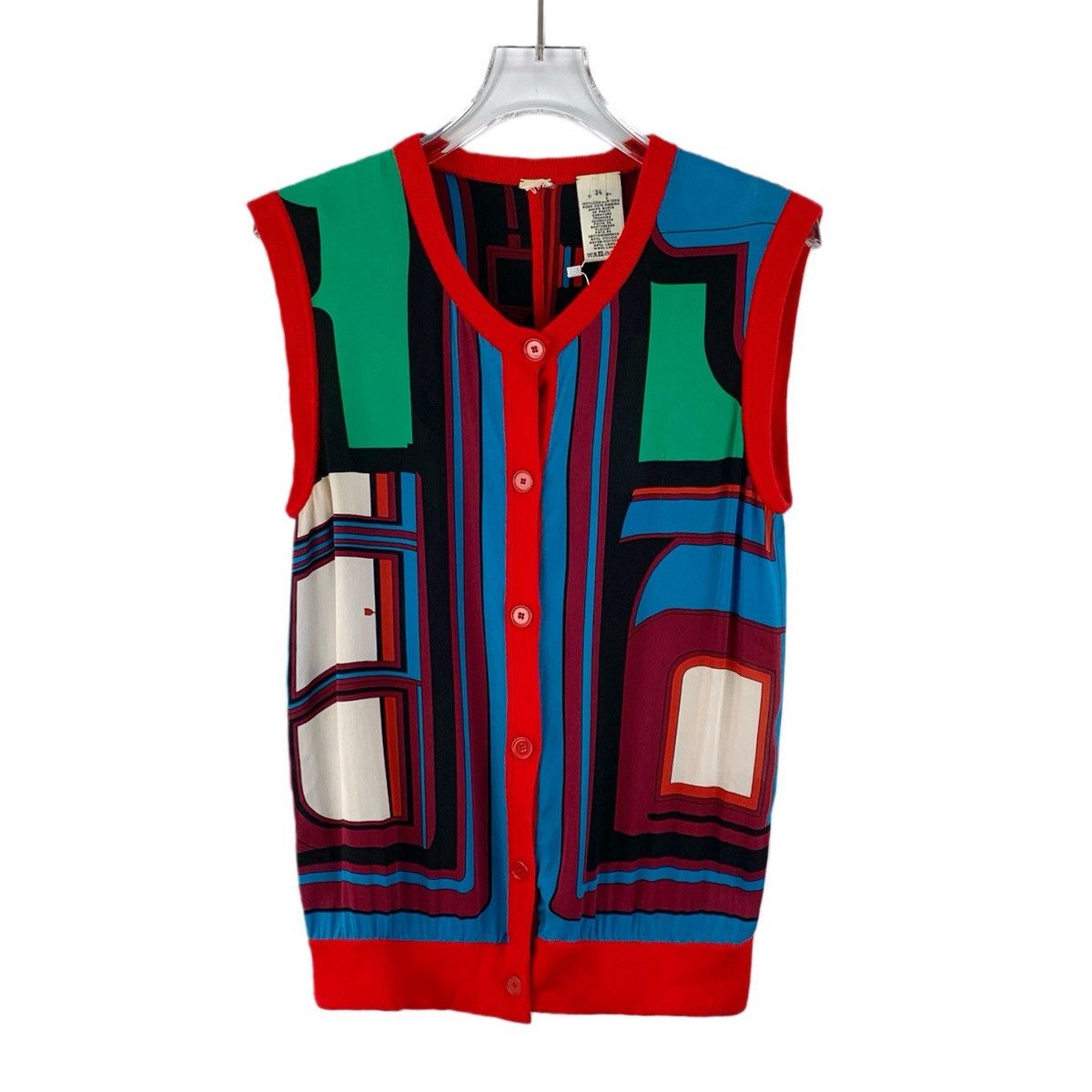 Hermes Hermes Multicolor Geometric Silk Sleeveless Knit Vest K26WX Size XXS / US 00 / IT 34 - 1 Thumbnail
