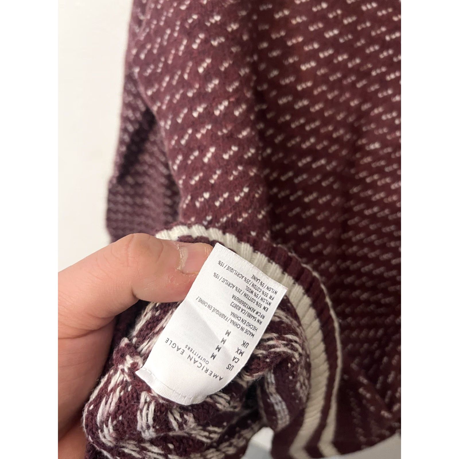 American Eagle Outfitters American Eagle Sweater Mens Medium Pullover Mock Neck Knit Cotton Wool Maroon Size US M / EU 48-50 / 2 - 4 Thumbnail