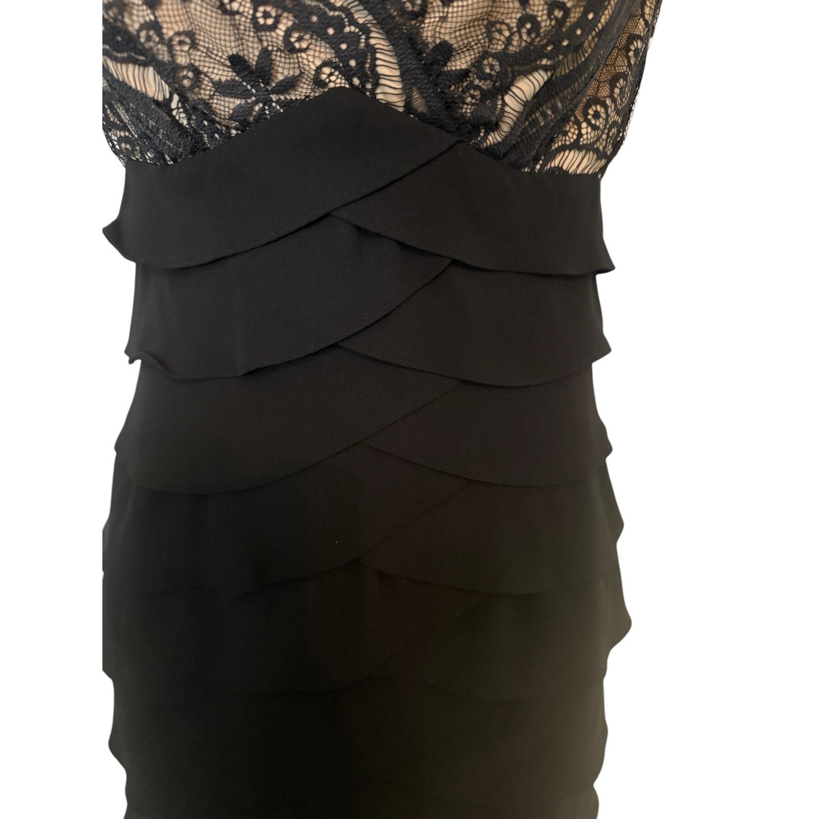 Adrianna Papell Vtg Adrianna Papell Party Black w/Lace Bodice Midi Dress 4 Size S / US 4 / IT 40 - 7 Thumbnail