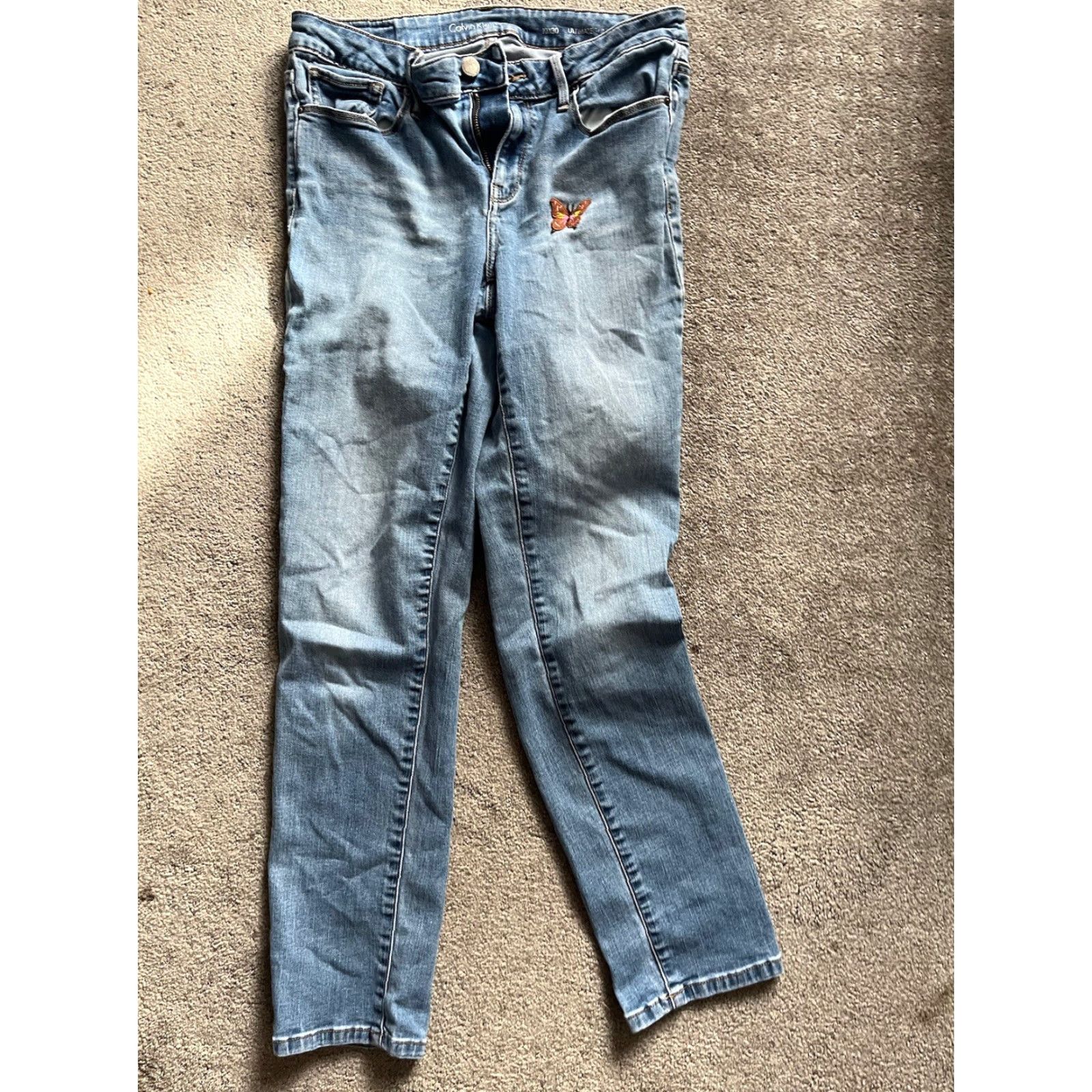 Vintage Calvin Klein Jeans Women's Ultimate Skinny Jeans Size 10 Dark Wash Blue Embroidered Size 32" / US 10 / IT 46 - 3 Thumbnail