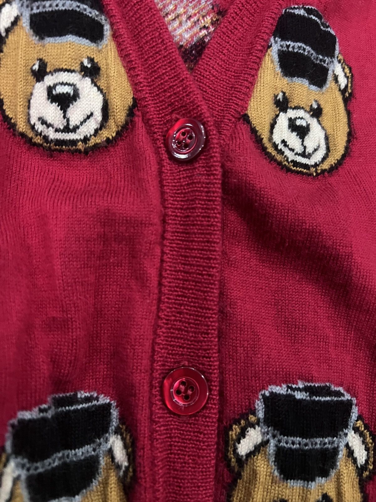 Moschino Moschino by Jeremy Scott Teddy Bear Graphic Knit Cardigan Size US XS / EU 42 / 0 - 7 Thumbnail
