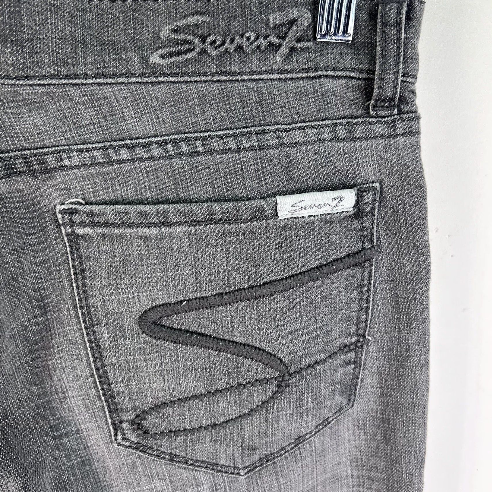 7 For All Mankind 7 For All Mankind Embroidered Slim Straight Jeans Women Size 32 Gray 32X34 Designer Size 24" / US 00 / IT 34 - 6 Thumbnail