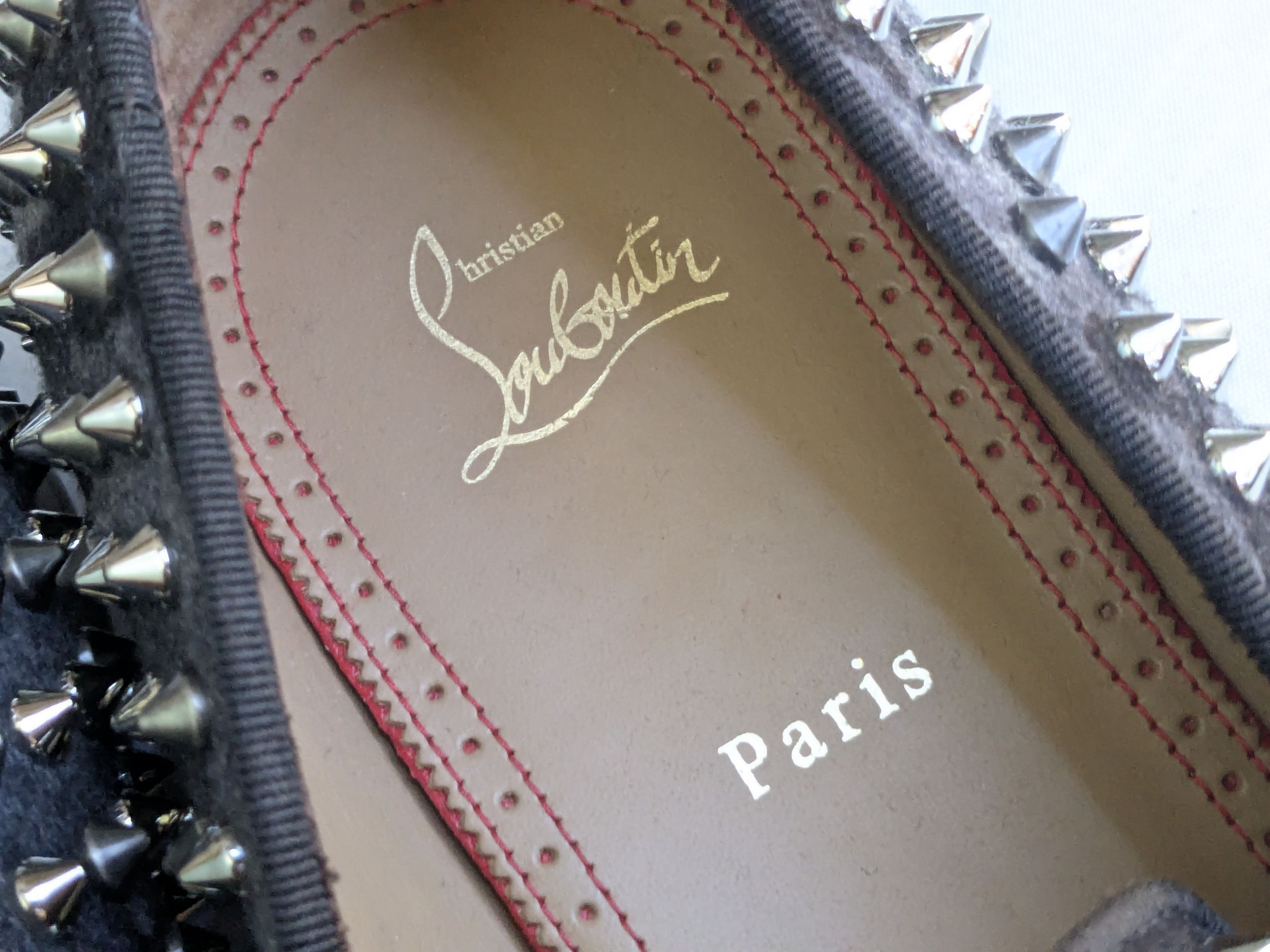 Christian Louboutin Christian Louboutin Spike Loafers Black Gray 13 46 Wool Size US 13 / EU 46 - 6 Thumbnail