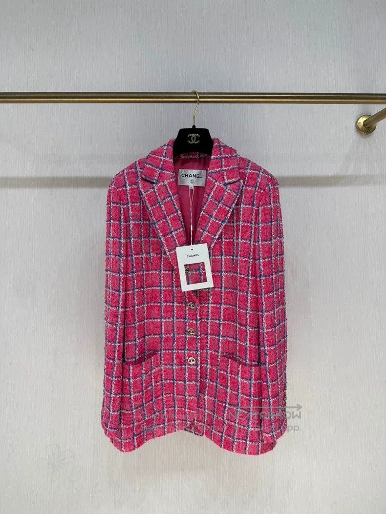 Chanel Chanel 24P pink tweed plaid jacket Size XS / US 0-2 / IT 36-38 - 1 Thumbnail