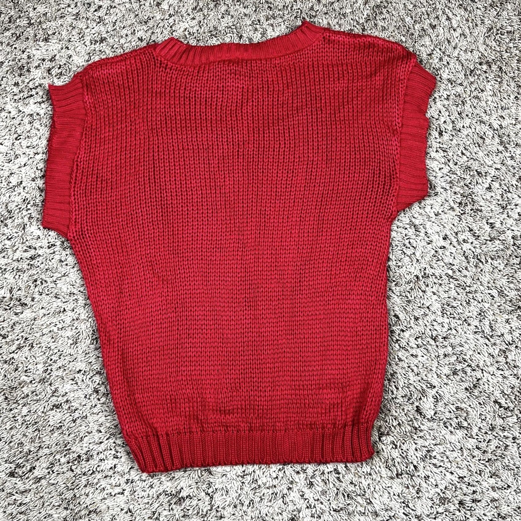 Vintage VINTAGE 90s Red Cable Knit Sweater Vest Womens Small Pullover Wool? No—Acrylic Jessica Scott Size S / US 4 / IT 40 - 3 Thumbnail