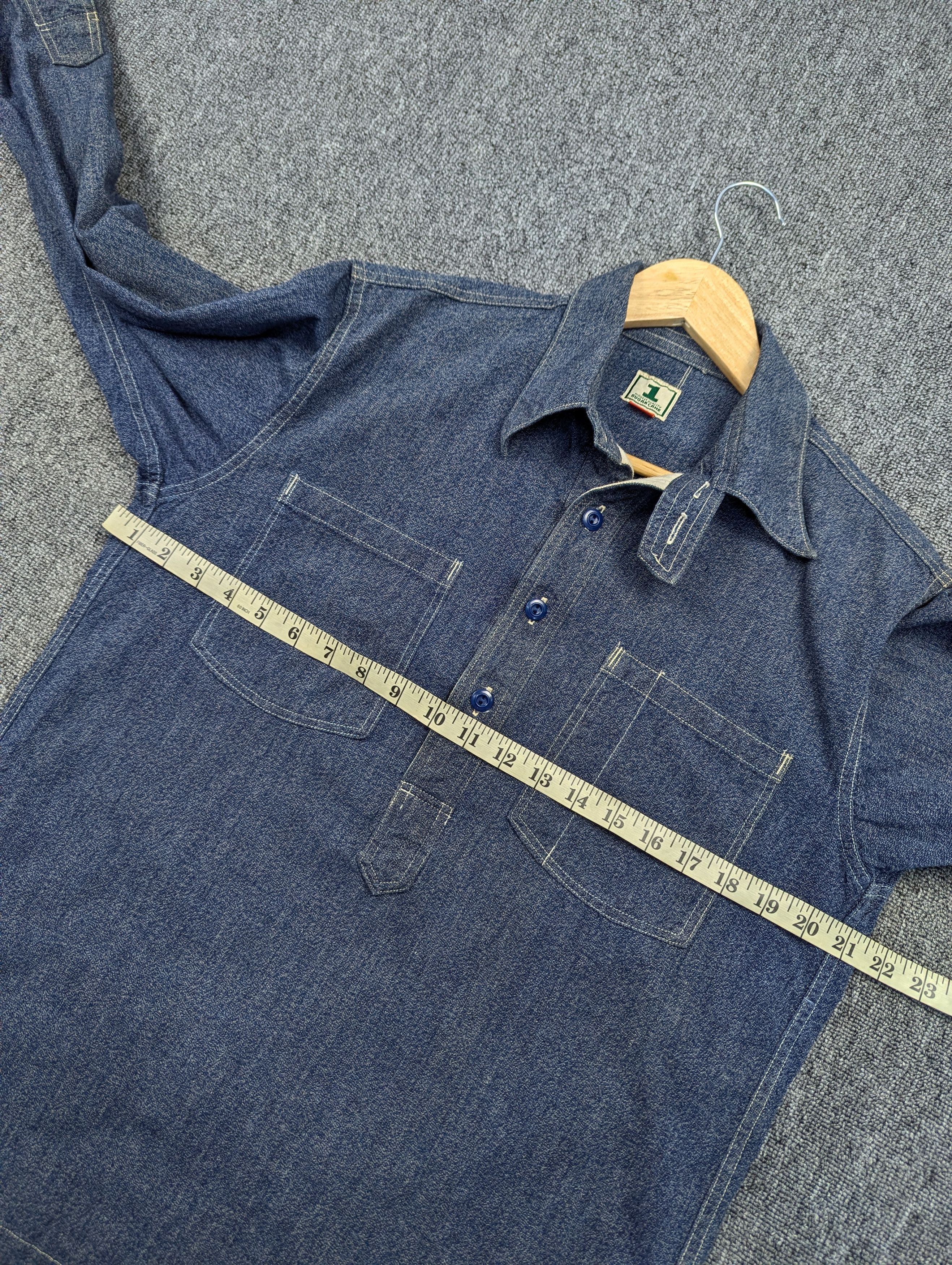 Sugar Cane Sugar Cane Men's Long Sleeve Pullover Work Denim Shirt Size US M / EU 48-50 / 2 - 12 Thumbnail
