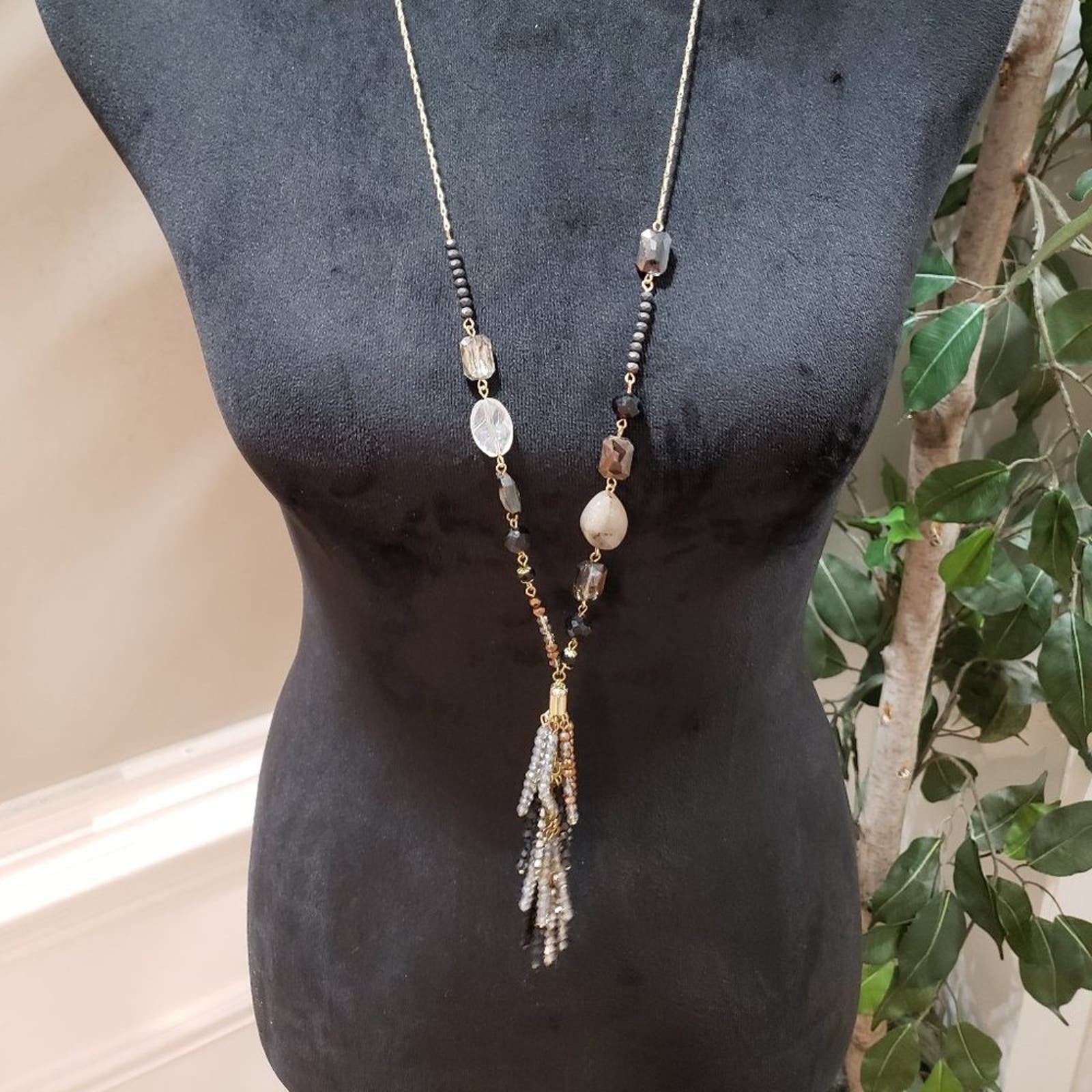 Other Time and Tru Womens Rhinestones Beaded Fringe Necklace Size ONE SIZE - 1 Thumbnail